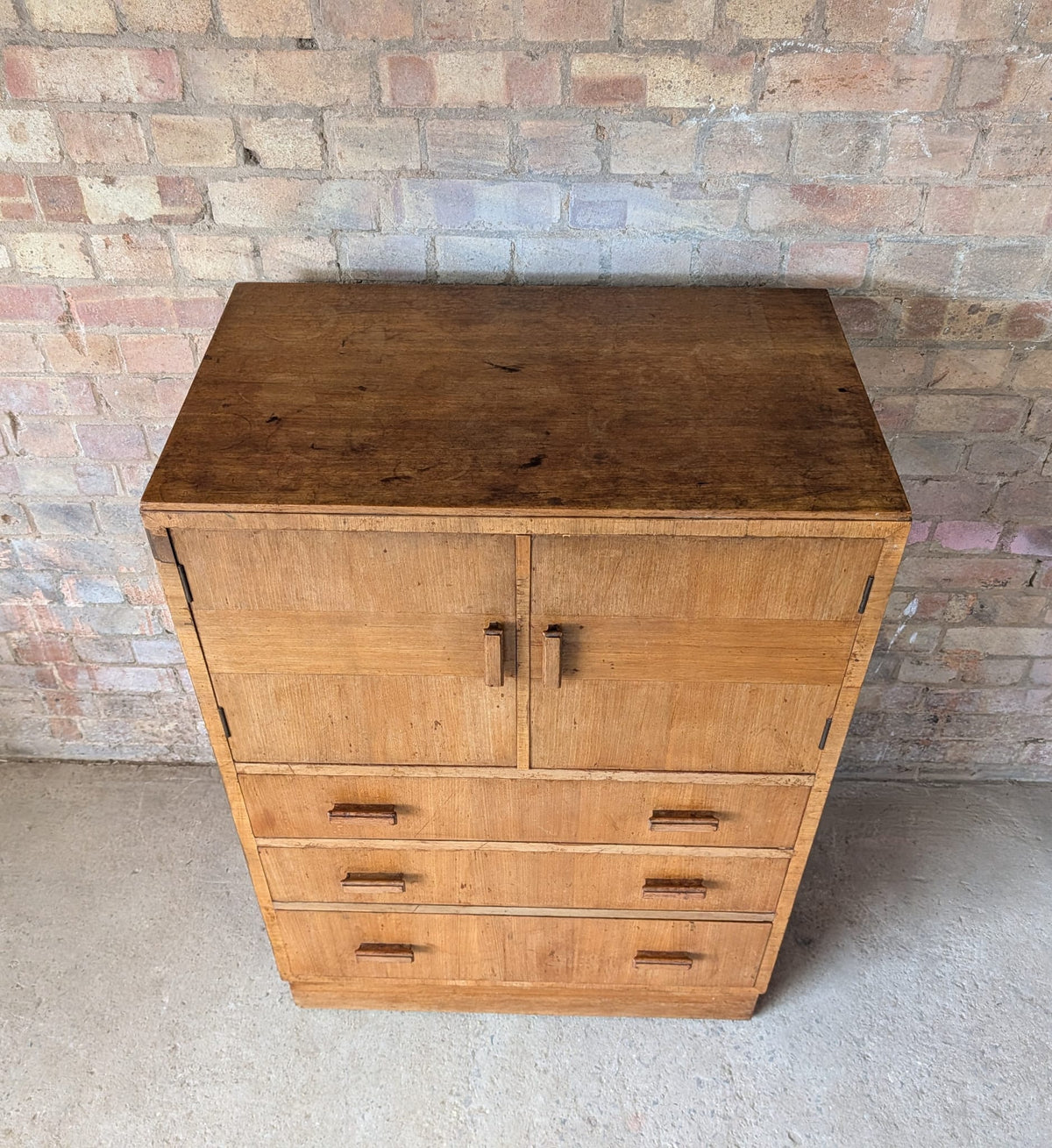 Mid Century Oak Tallboy Vintage Linen Cupboard  / Drawers