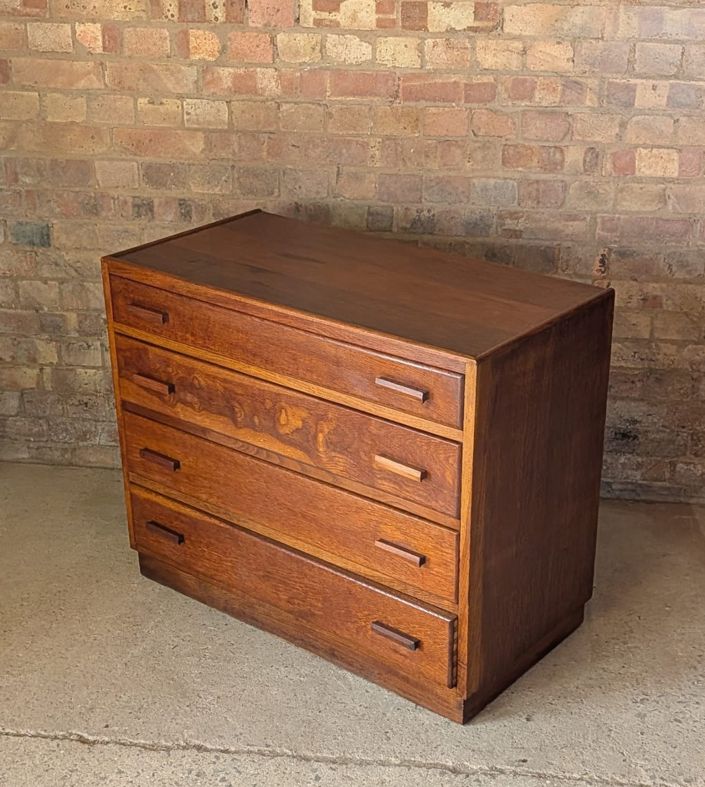 Mid Century Oak Utility Chest Of Drawers Vintage 3 Drawer Chest