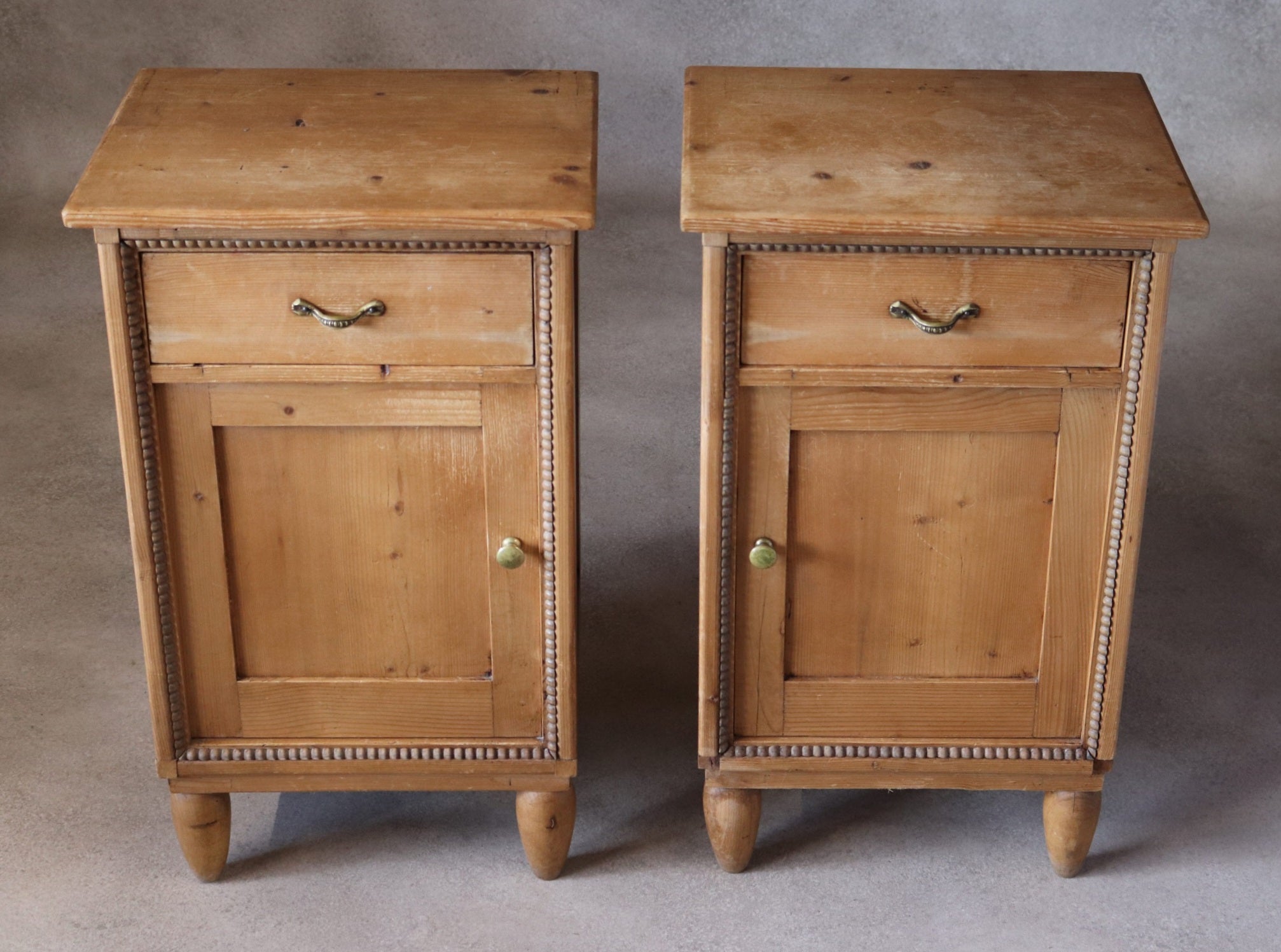 Pair of Vintage Country Pine Bedside Cabinets /Cupboards Farmhouse Nightstands