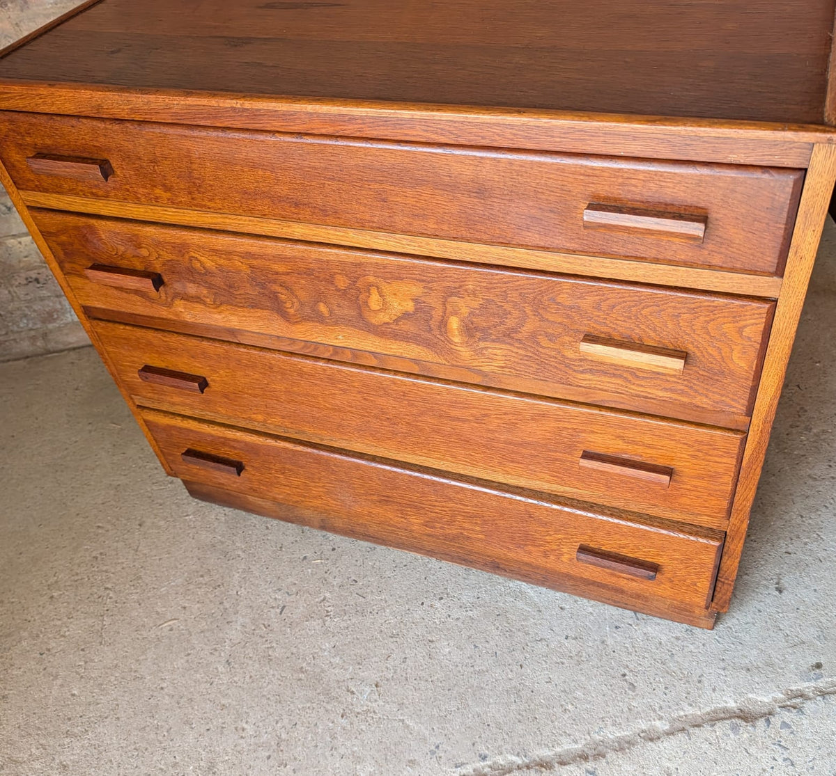 Mid Century Oak Utility Chest Of Drawers Vintage 3 Drawer Chest