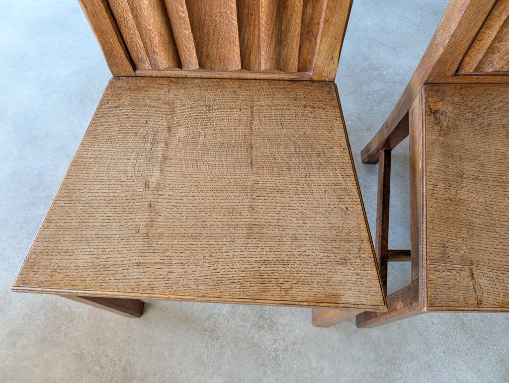 Set of 4 Antique Oak Dining Chairs | 1920s Arts & Crafts - Heal's Style