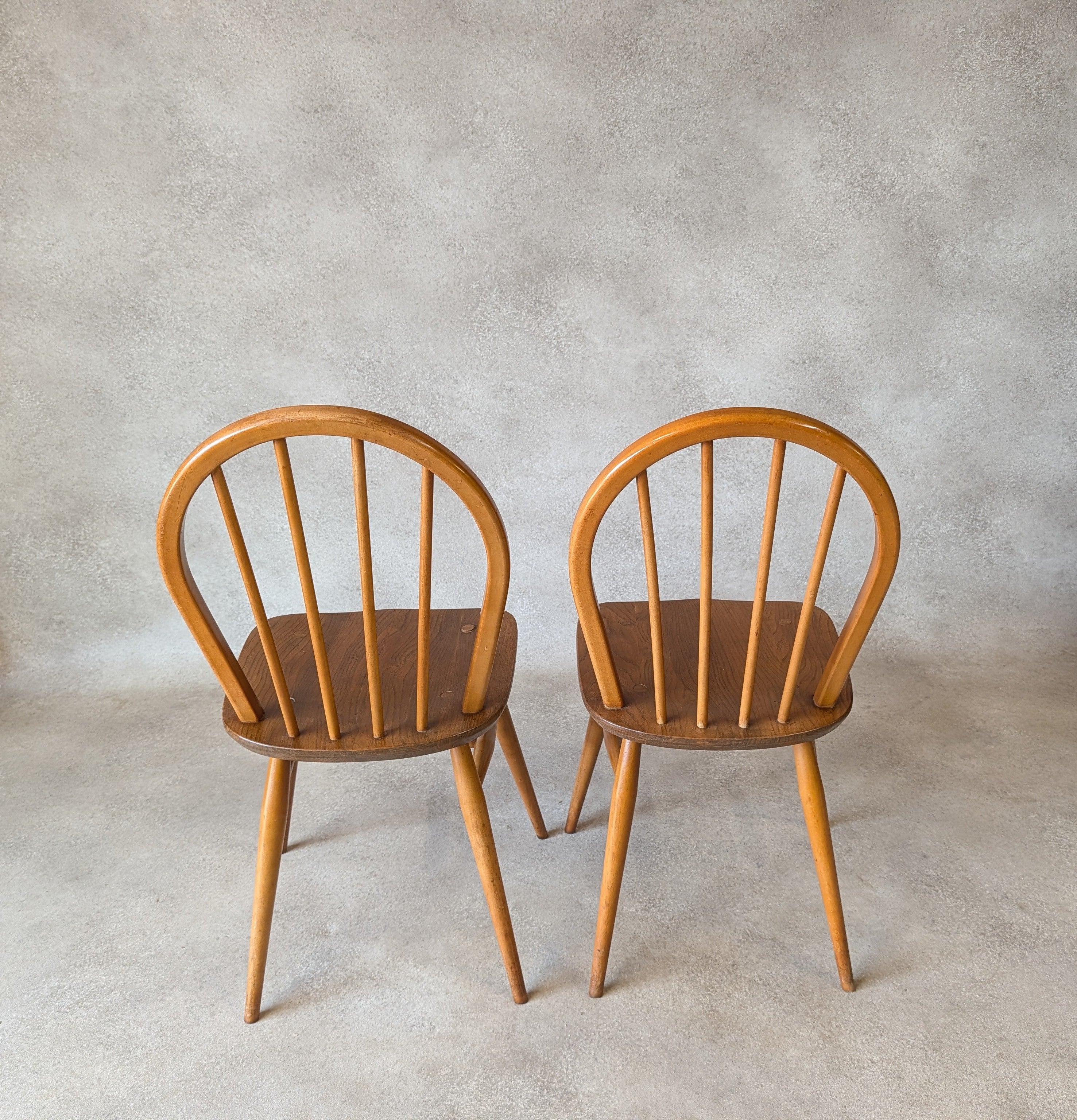 Set Of 4 Mid Century Ercol Hoop Back Dining Chairs -  Blue Label