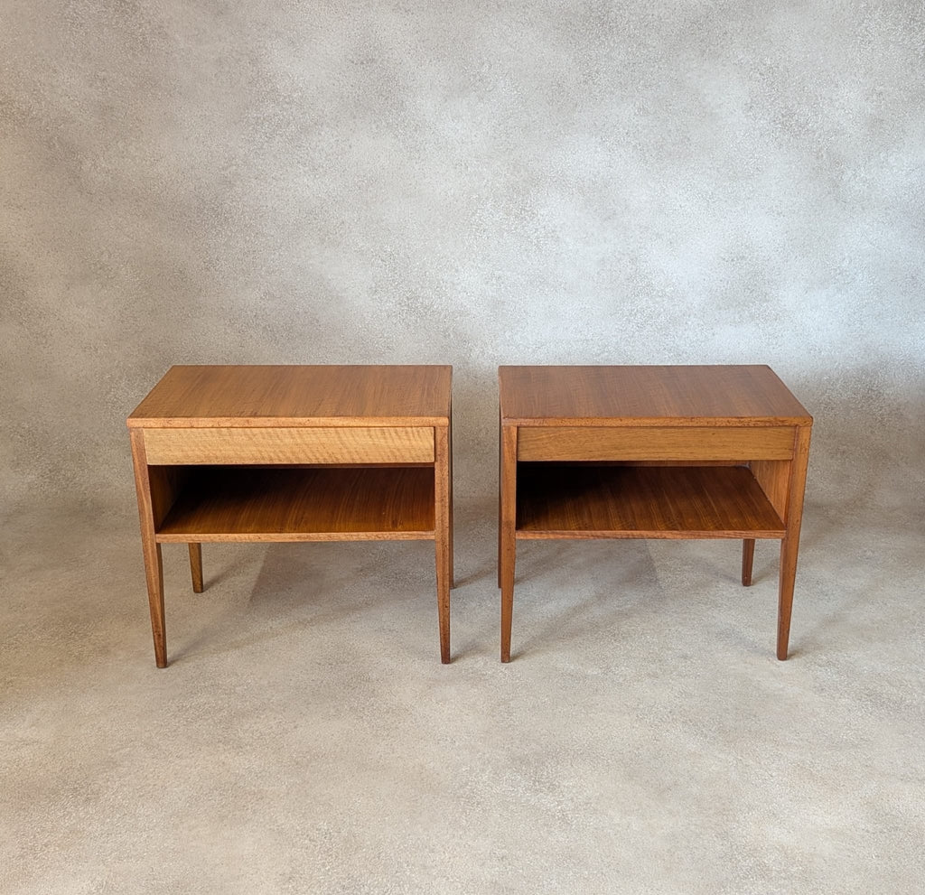 Pair Of Mid Century Alfred Cox Walnut Bedside Tables 1960s