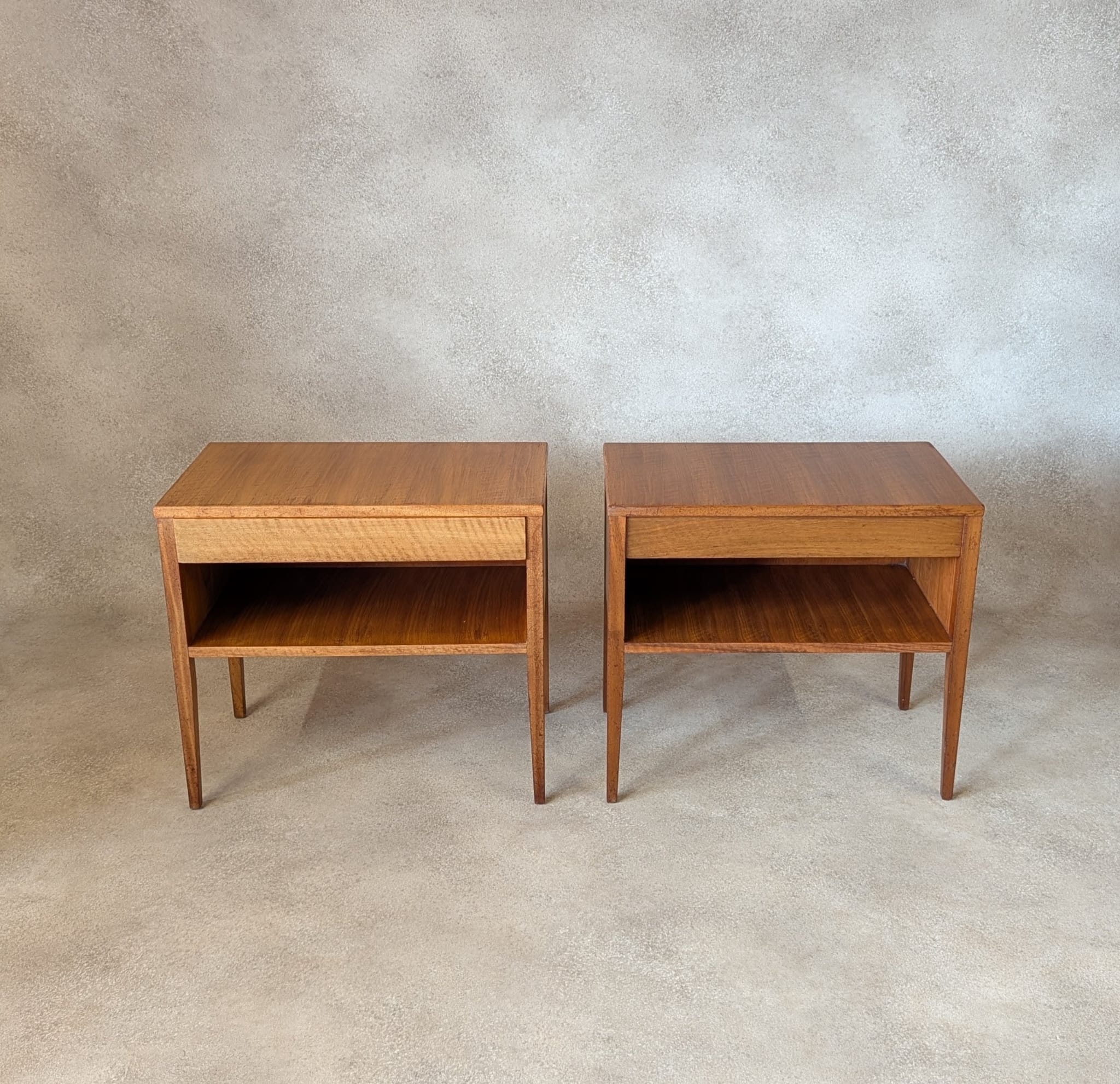Pair Of Mid Century Alfred Cox Walnut Bedside Tables 1960s