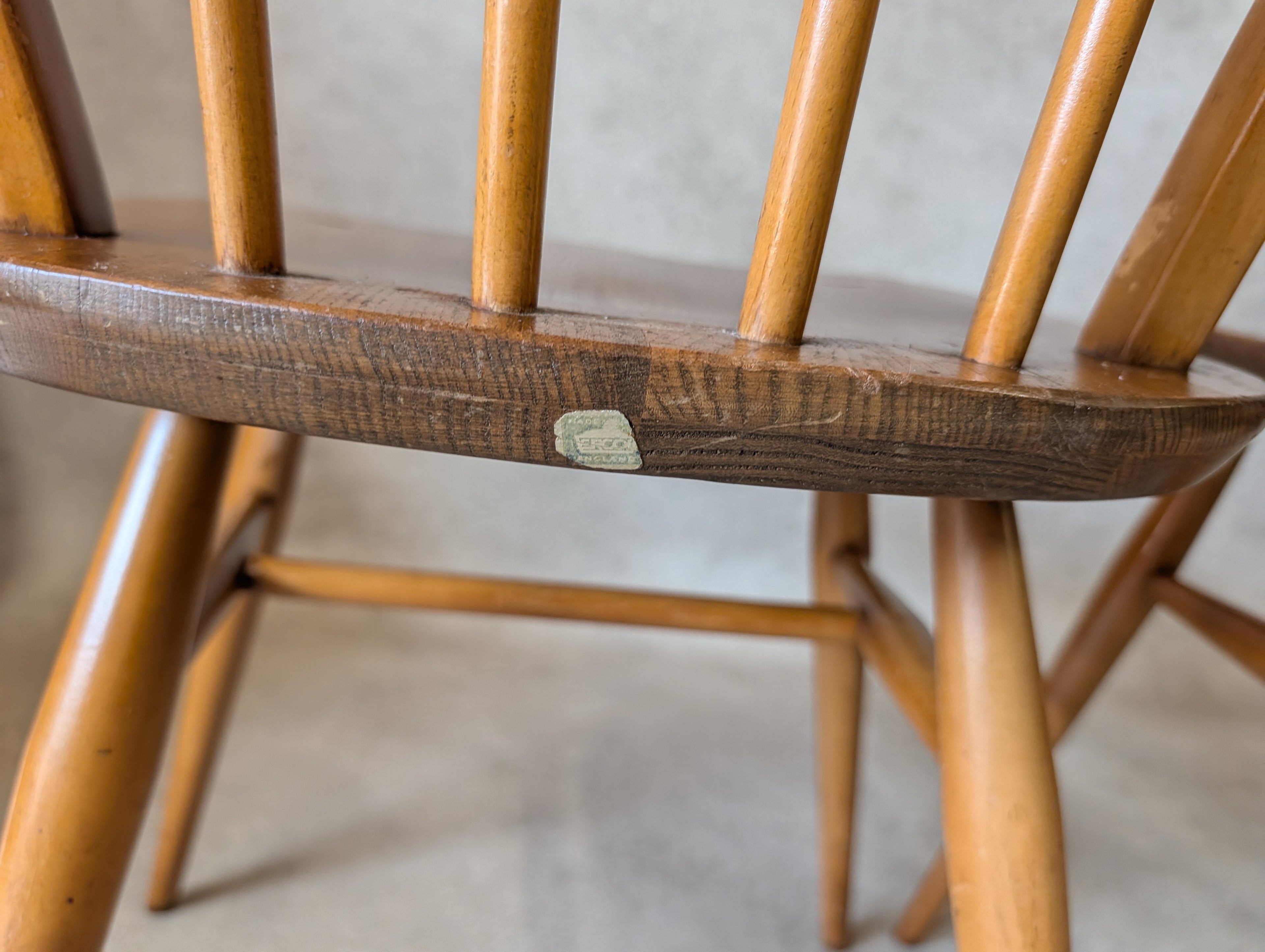 Set Of 4 Mid Century Ercol Hoop Back Dining Chairs -  Blue Label
