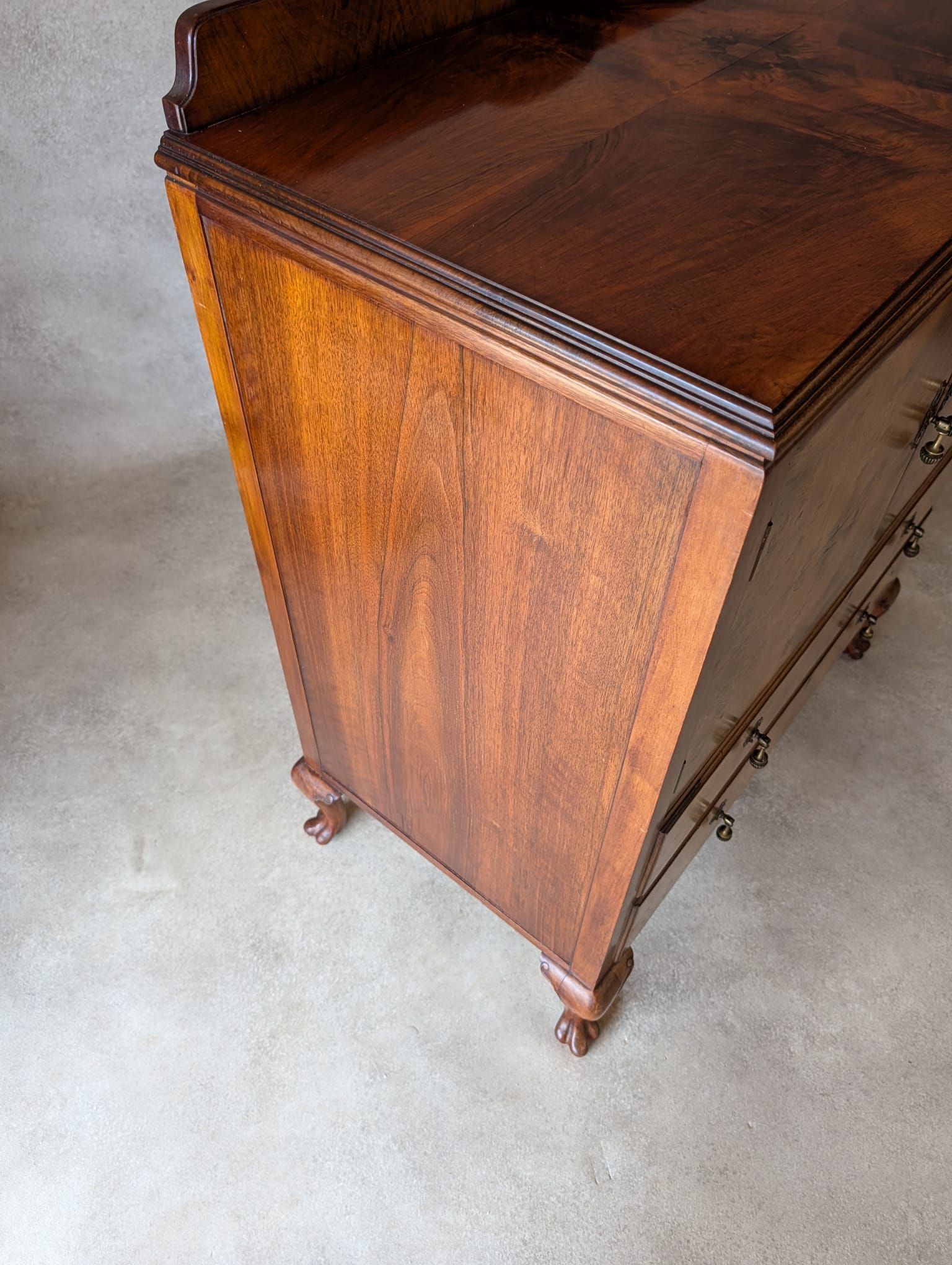 Vintage Art Deco Burr Walnut Linen Cupboard Queen Anne Style Tallboy 1930s