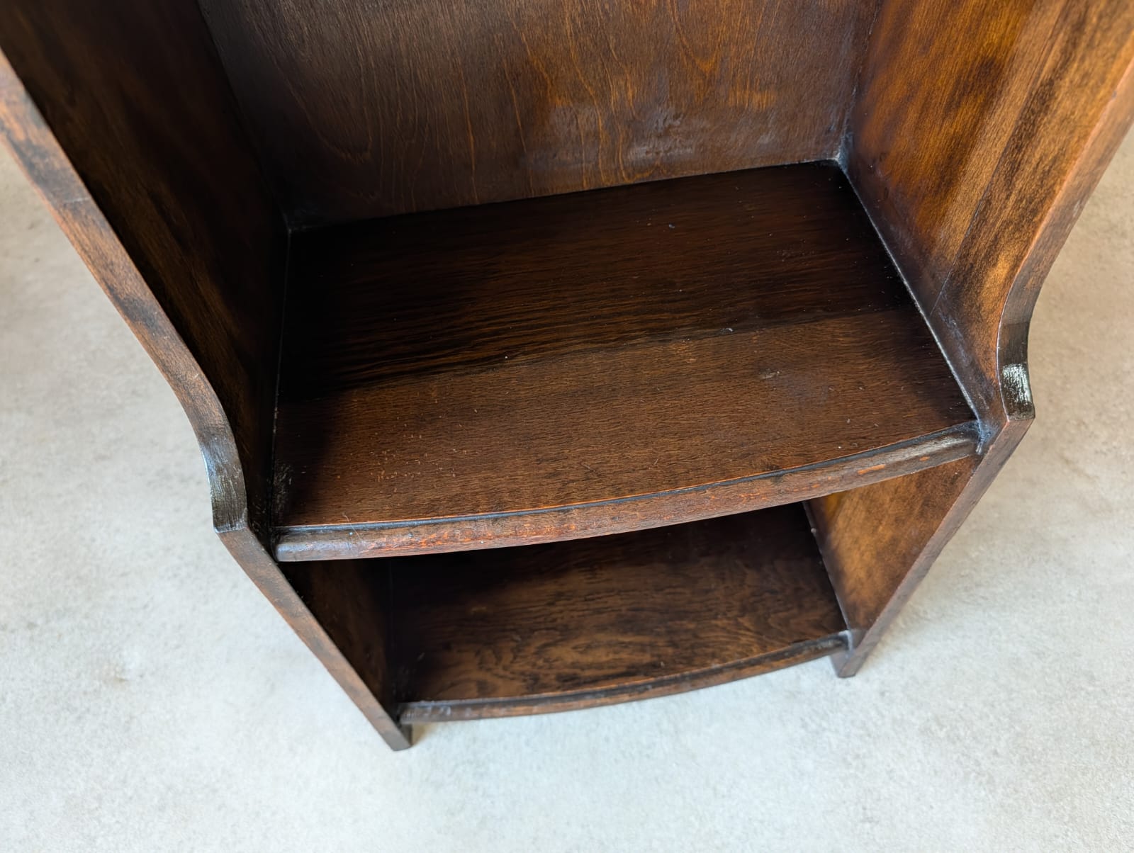 Antique Oak Slim Open Bookcase 1920s
