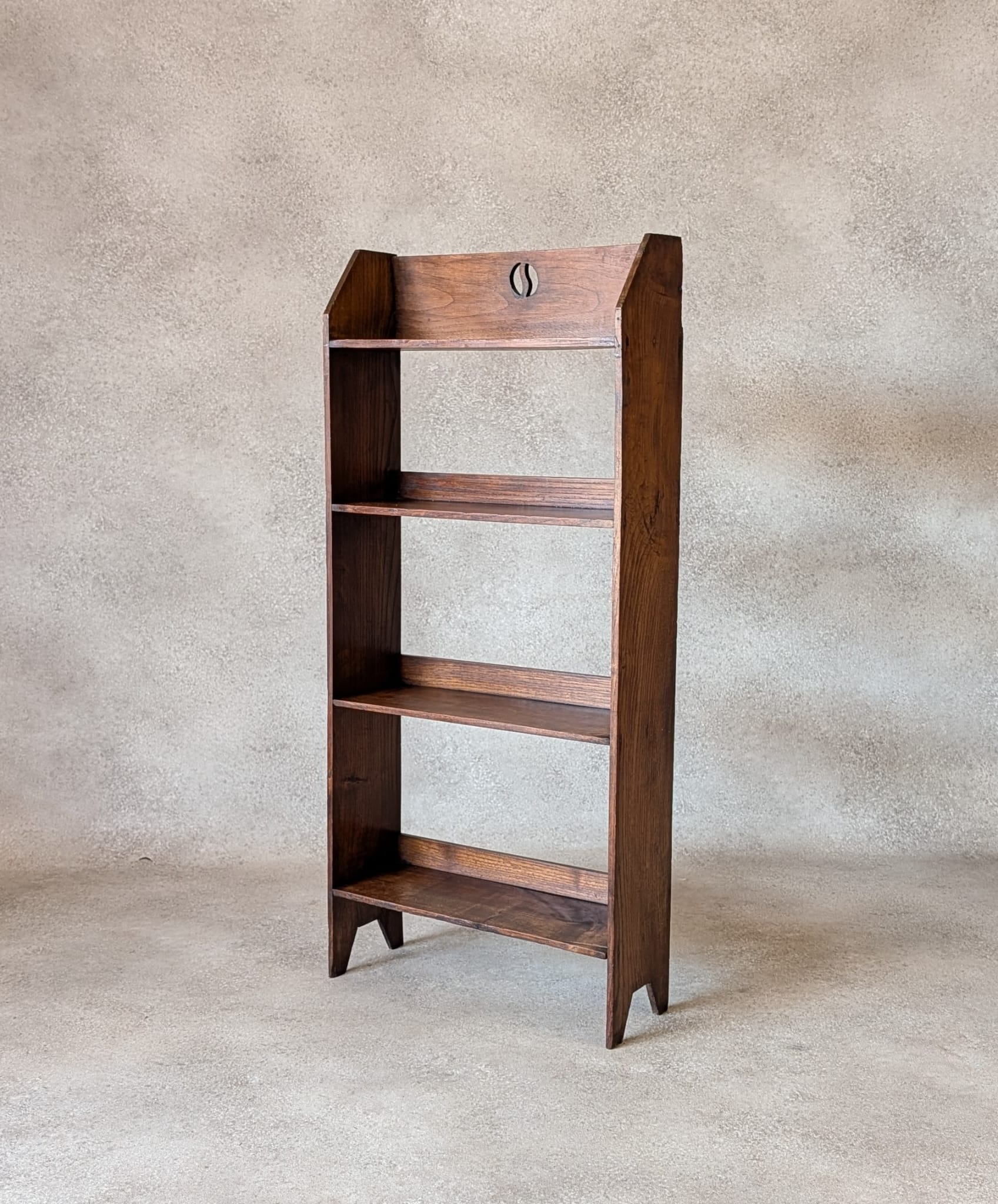 Antique Oak Arts & Crafts Bookcase Narrow Open Bookshelf