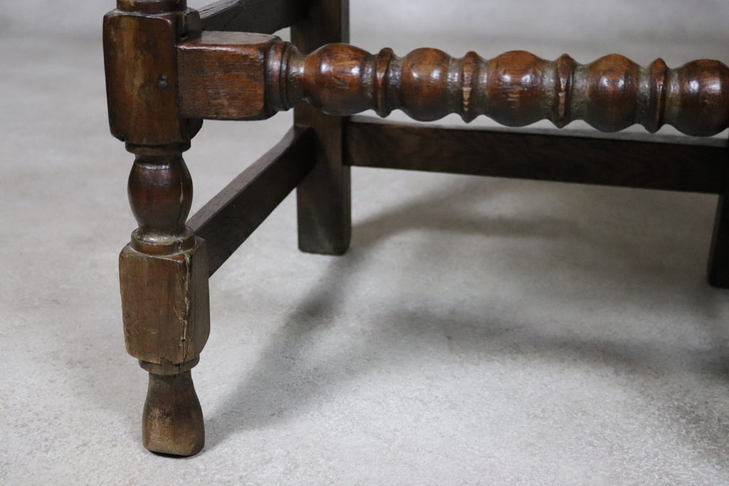 Set Of 6 Antique Cromwellian Style Oak And Leather Dining Chairs