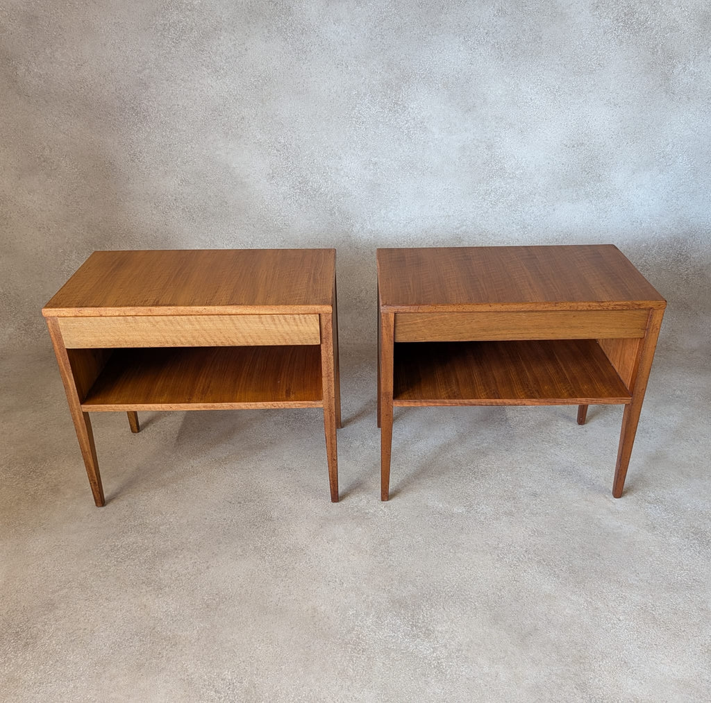 Pair Of Mid Century Alfred Cox Walnut Bedside Tables 1960s