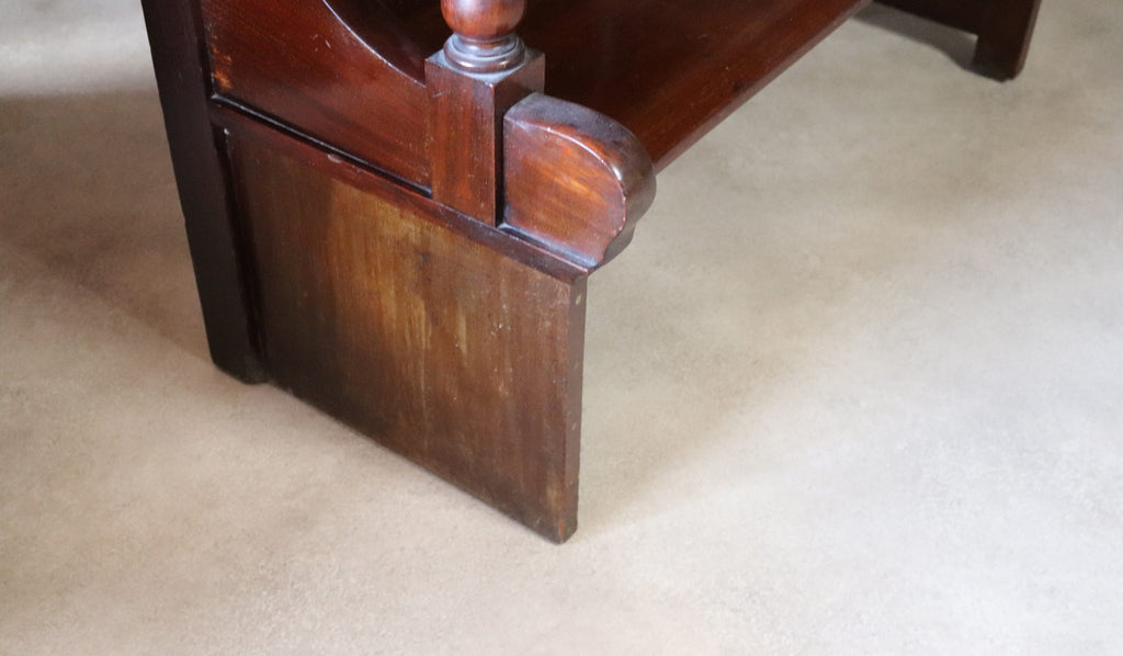Antique Victorian Mahogany Hall Settle Bench with Panelled High Back c.1890