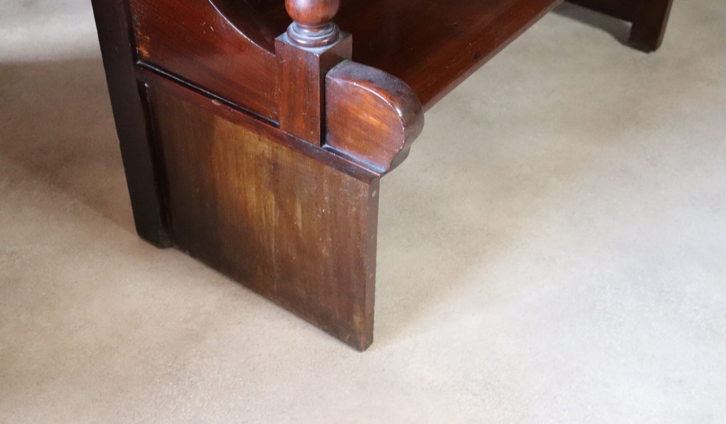 Antique Victorian Mahogany Hall Settle Bench with Panelled High Back c.1890