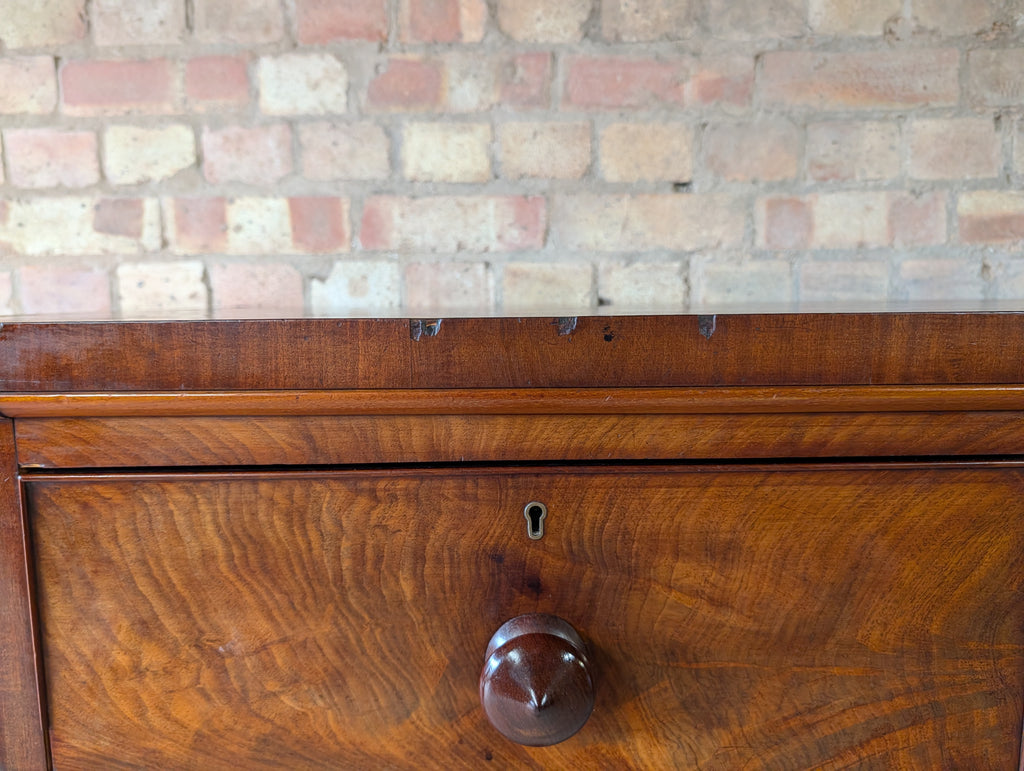 Antique Victorian Flame Mahogany Chest Of Drawers Large 2 Over 3 Tallboy C.1880