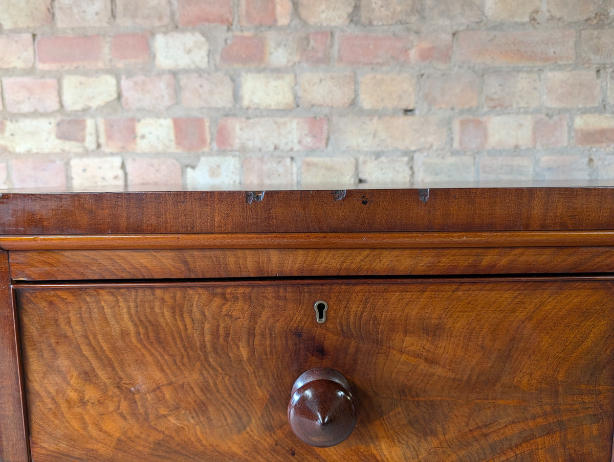 Antique Victorian Flame Mahogany Chest Of Drawers Large 2 Over 3 Tallboy C.1880