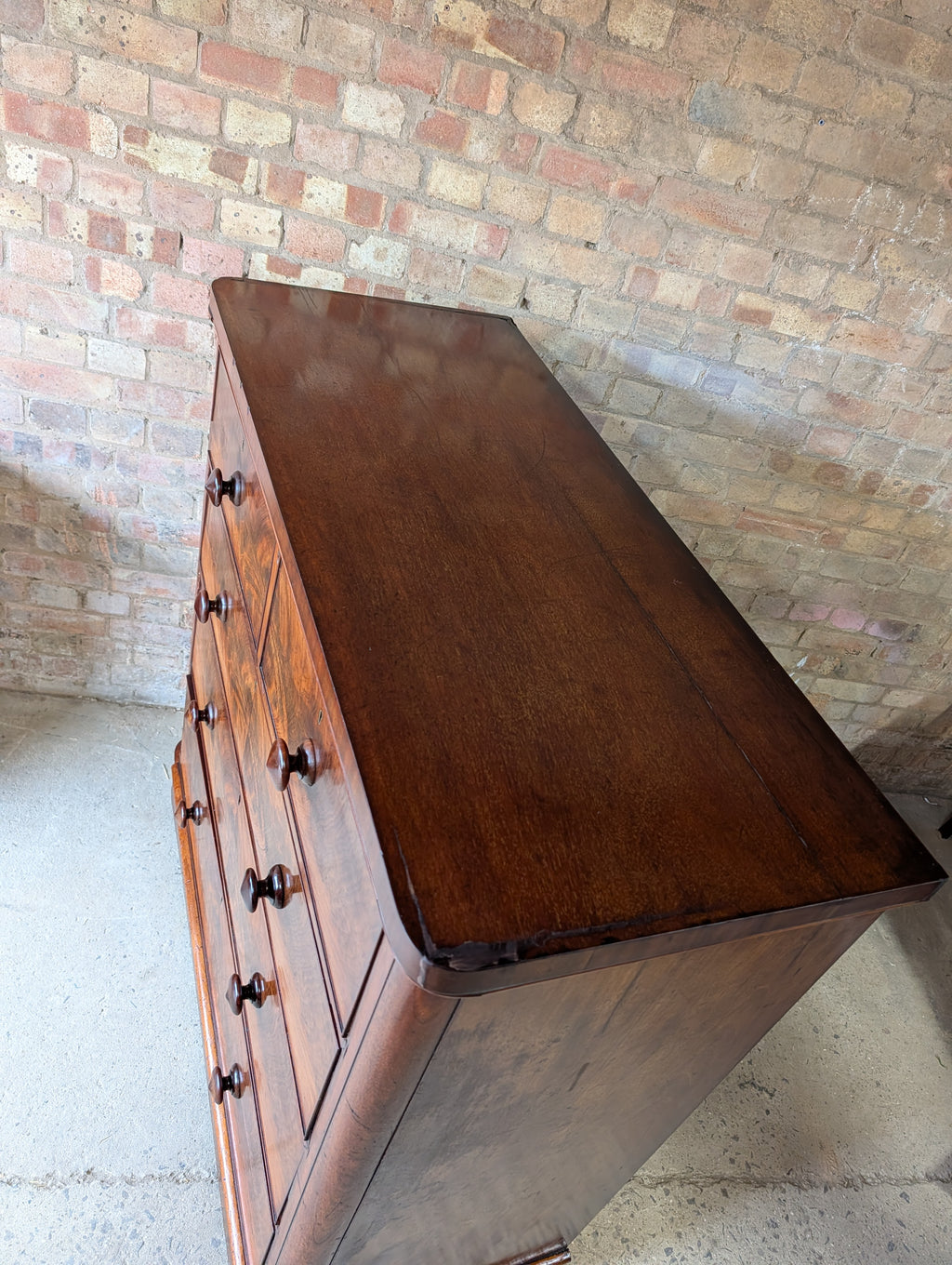 Antique Victorian Flame Mahogany Chest Of Drawers Large 2 Over 3 Tallboy C.1880