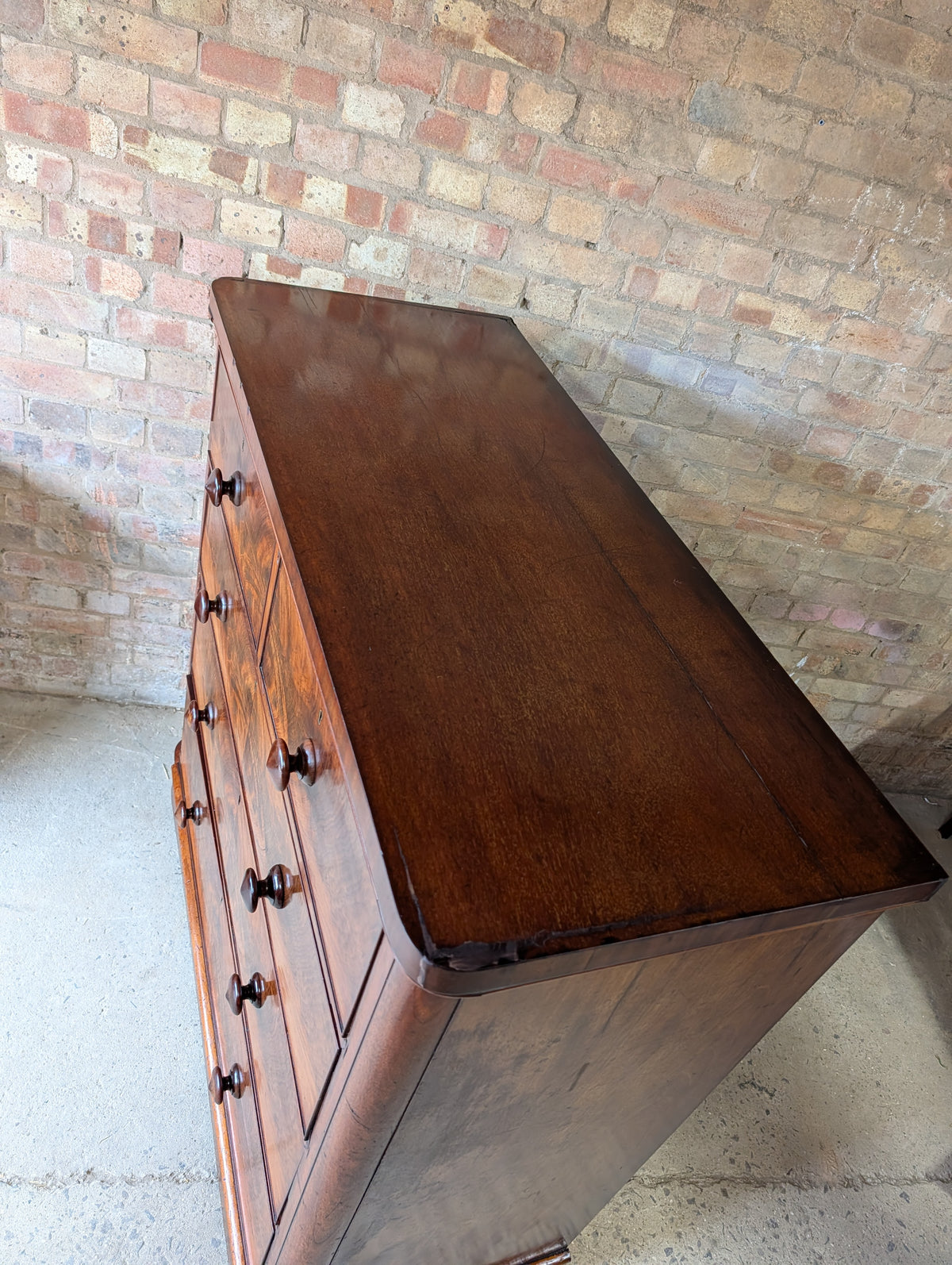 Antique Victorian Flame Mahogany Chest Of Drawers Large 2 Over 3 Tallboy C.1880