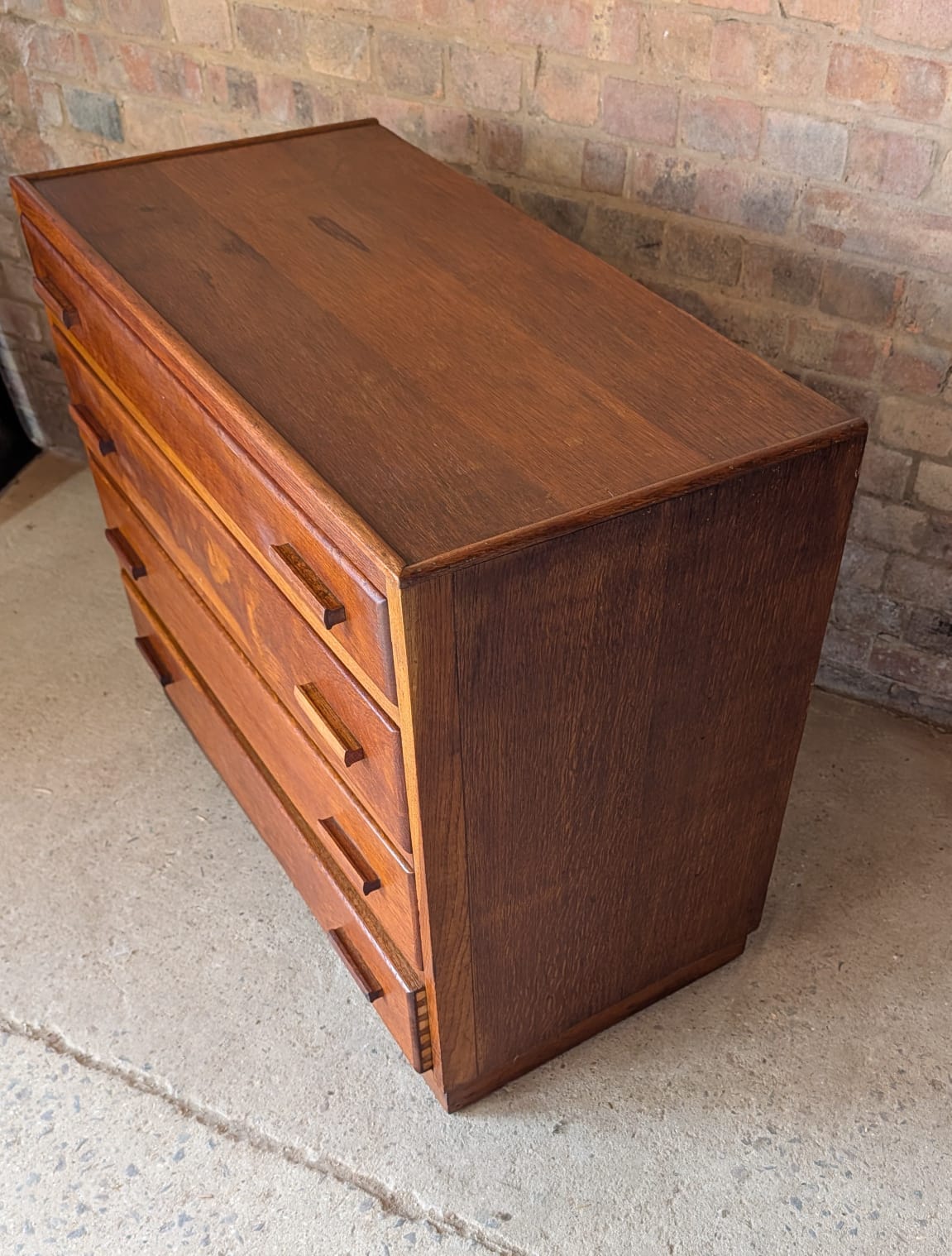 Mid Century Oak Utility Chest Of Drawers Vintage 3 Drawer Chest