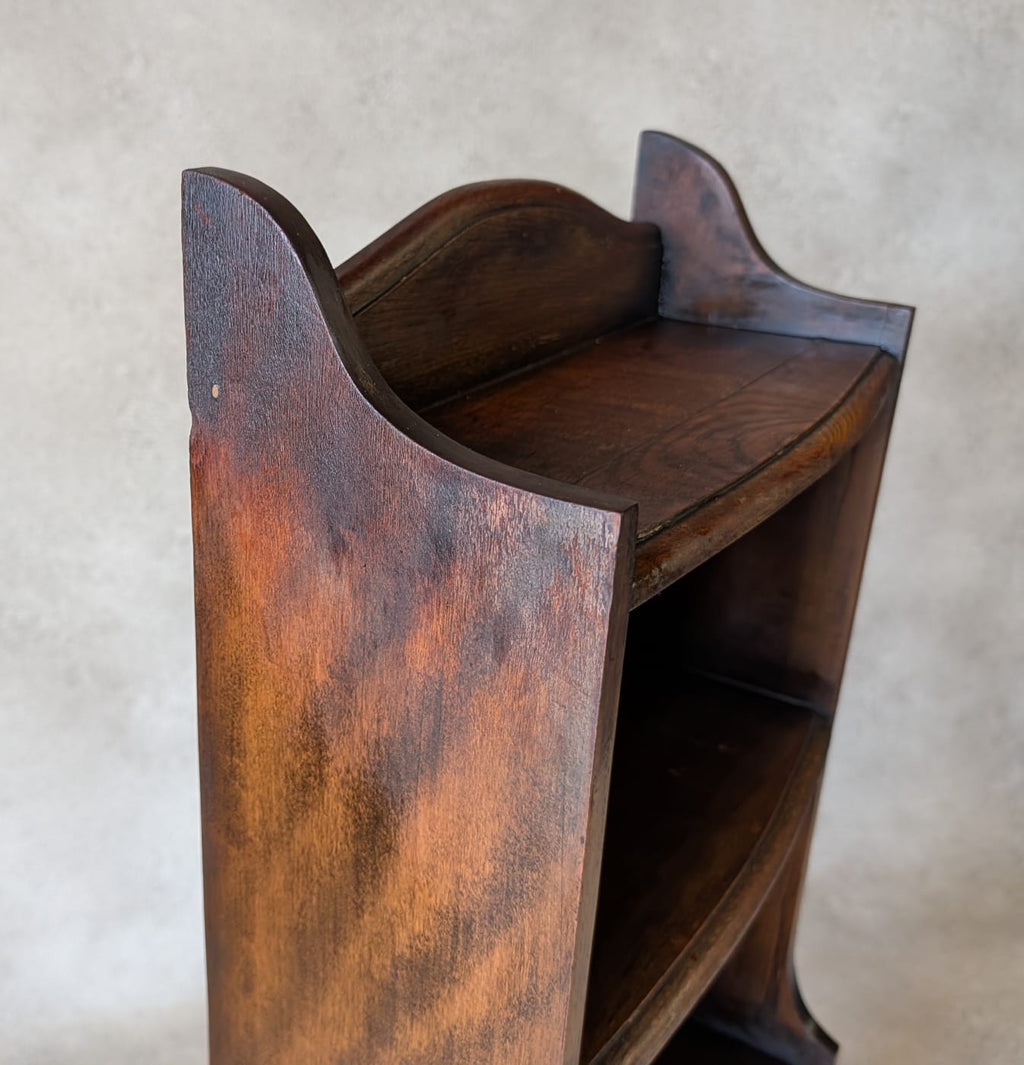 Antique Oak Slim Open Bookcase 1920s