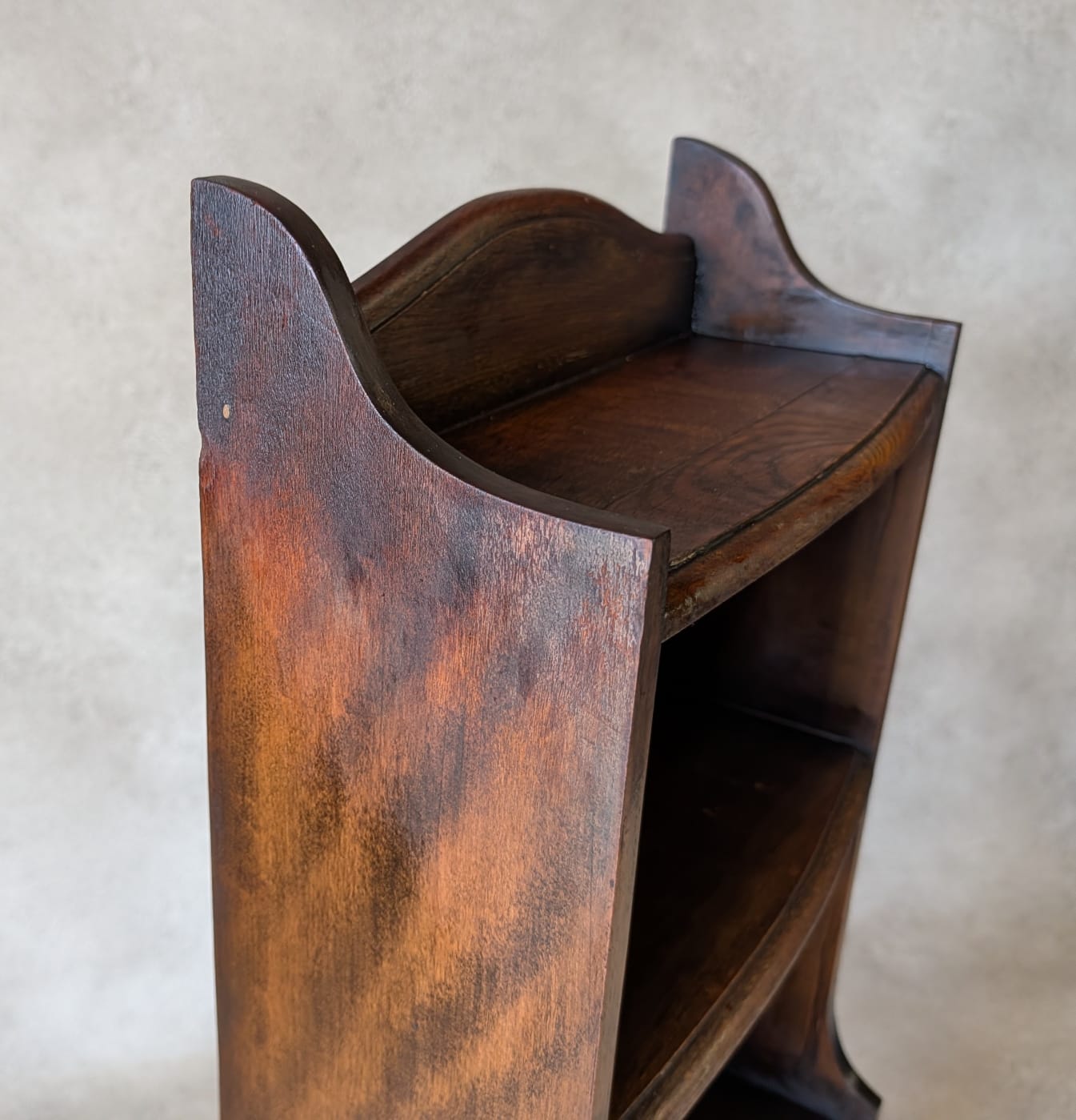 Antique Oak Slim Open Bookcase 1920s