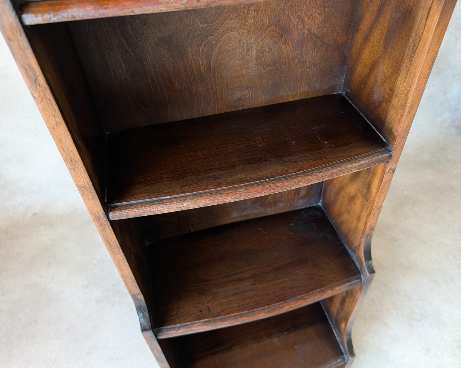 Antique Oak Slim Open Bookcase 1920s