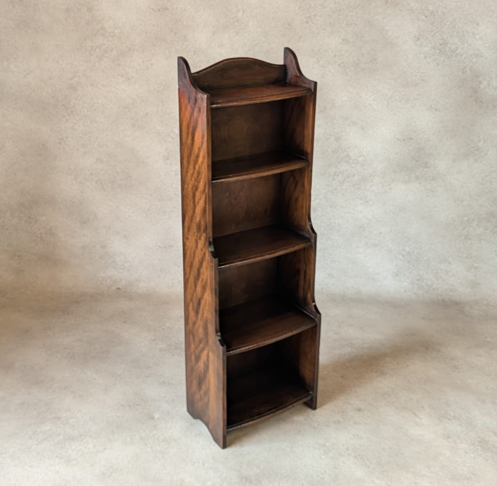 Antique Oak Slim Open Bookcase 1920s