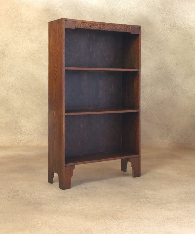 Antique Oak Arts & Crafts Bookcase Small Bookshelf