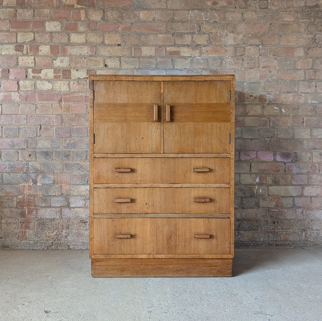Mid Century Oak Tallboy Vintage Linen Cupboard  / Drawers