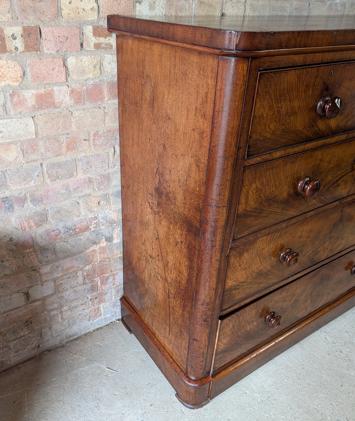 Antique Victorian Flame Mahogany Chest Of Drawers Large 2 Over 3 Tallboy C.1880