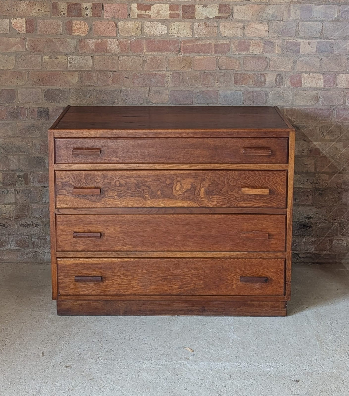 Mid Century Oak Utility Chest Of Drawers Vintage 3 Drawer Chest
