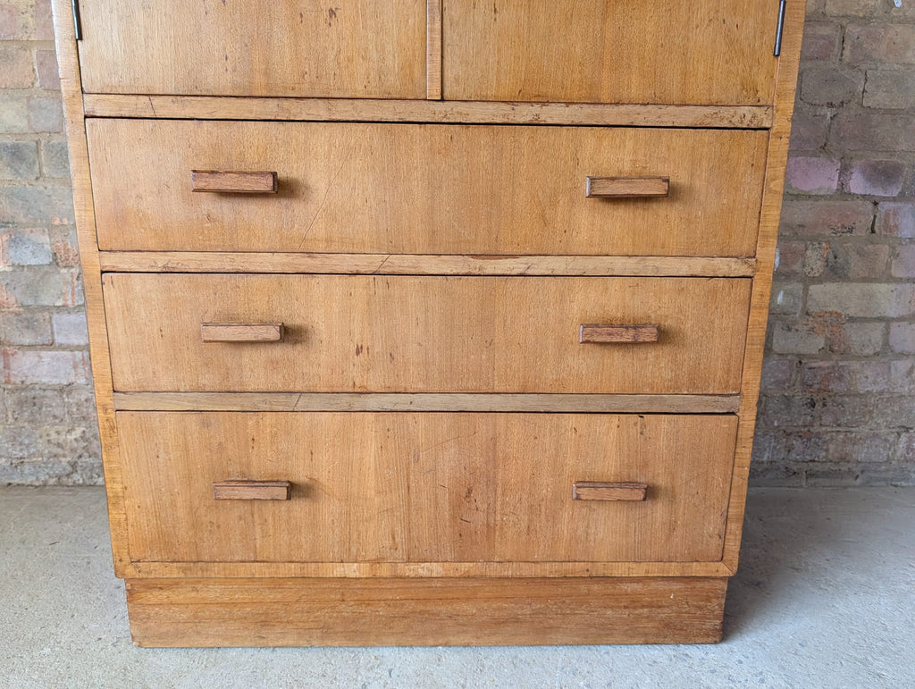 Mid Century Oak Tallboy Vintage Linen Cupboard  / Drawers