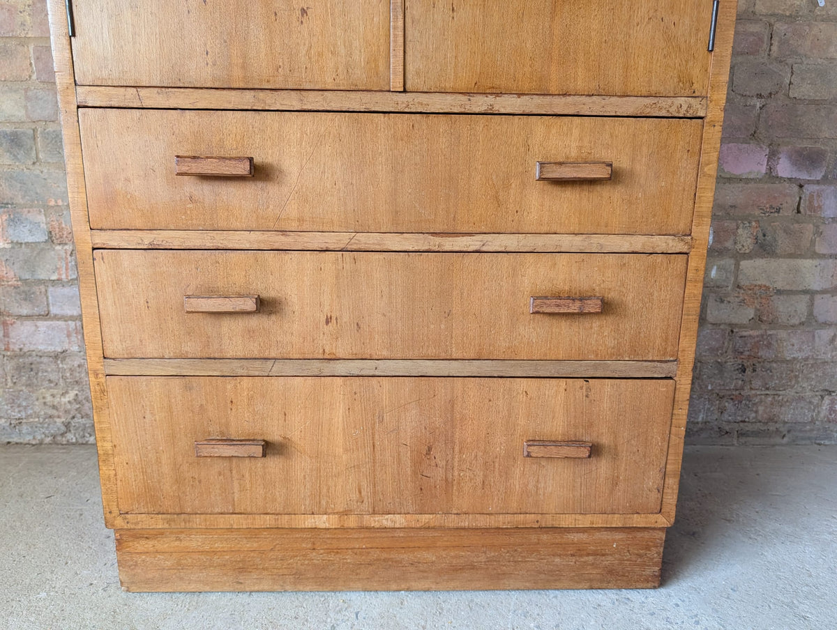 Mid Century Oak Tallboy Vintage Linen Cupboard  / Drawers