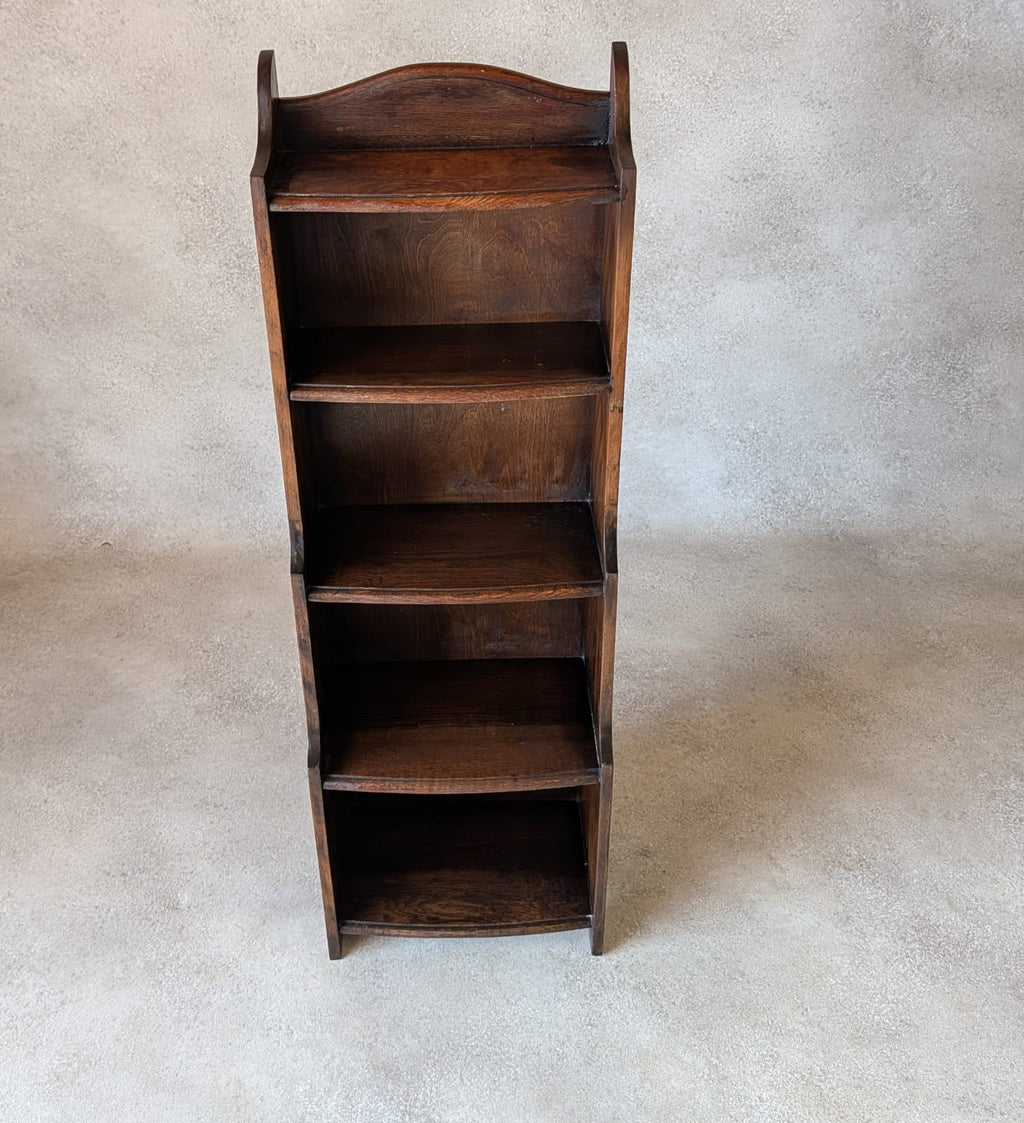 Antique Oak Slim Open Bookcase 1920s