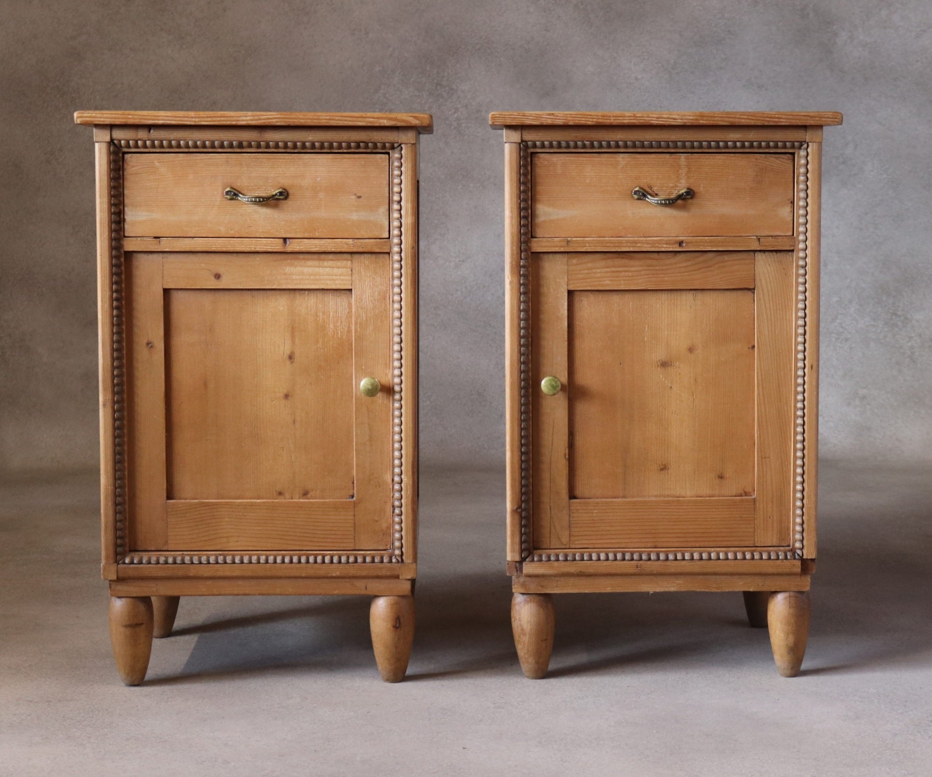 Pair of Vintage Country Pine Bedside Cabinets /Cupboards Farmhouse Nightstands