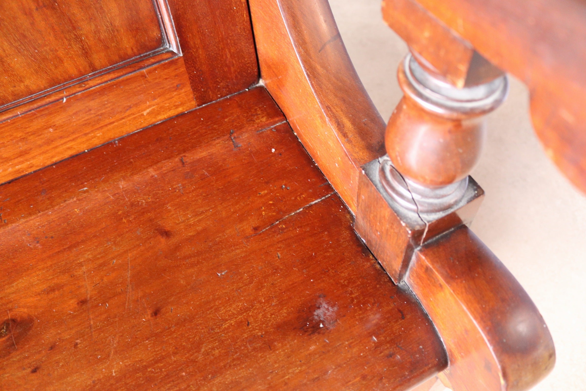 Antique Victorian Mahogany Hall Settle Bench with Panelled High Back c.1890