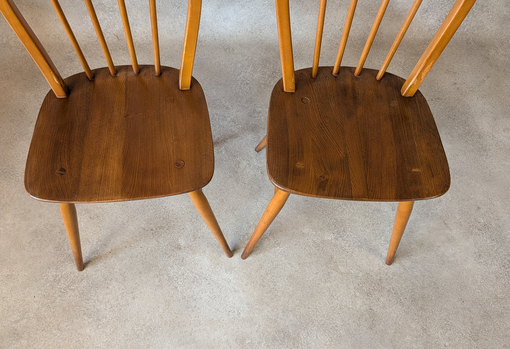 Set Of 4 Mid Century Ercol Hoop Back Dining Chairs -  Blue Label