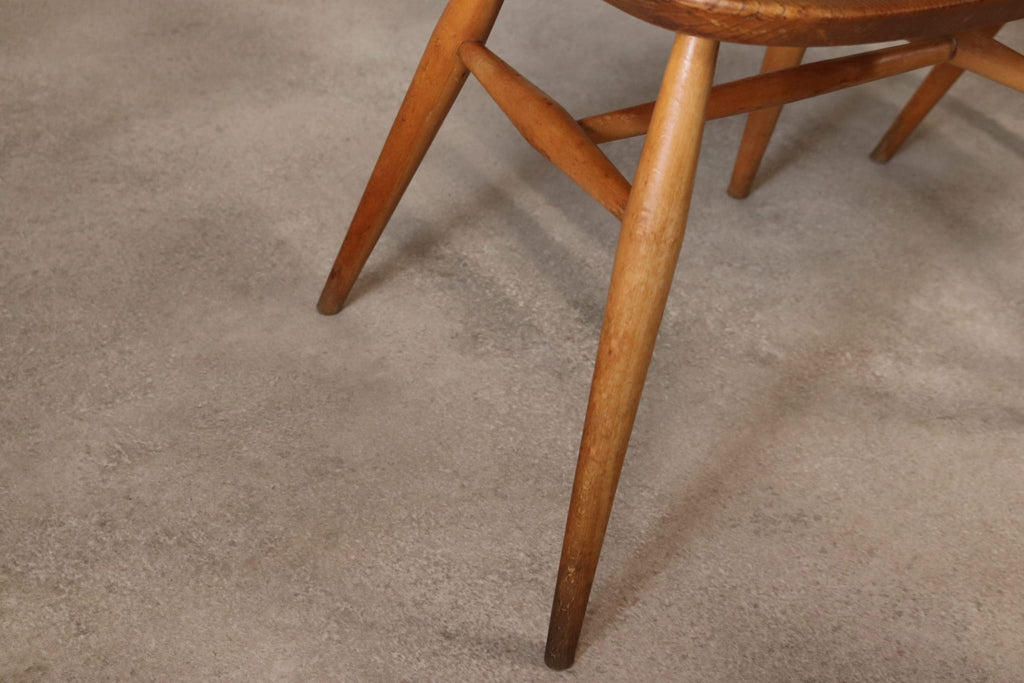 Pair Of Mid Century Ercol Elm & Beech Quaker Dining Chairs