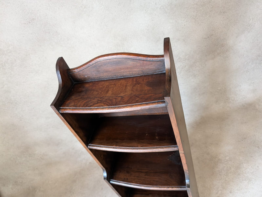 Antique Oak Slim Open Bookcase 1920s