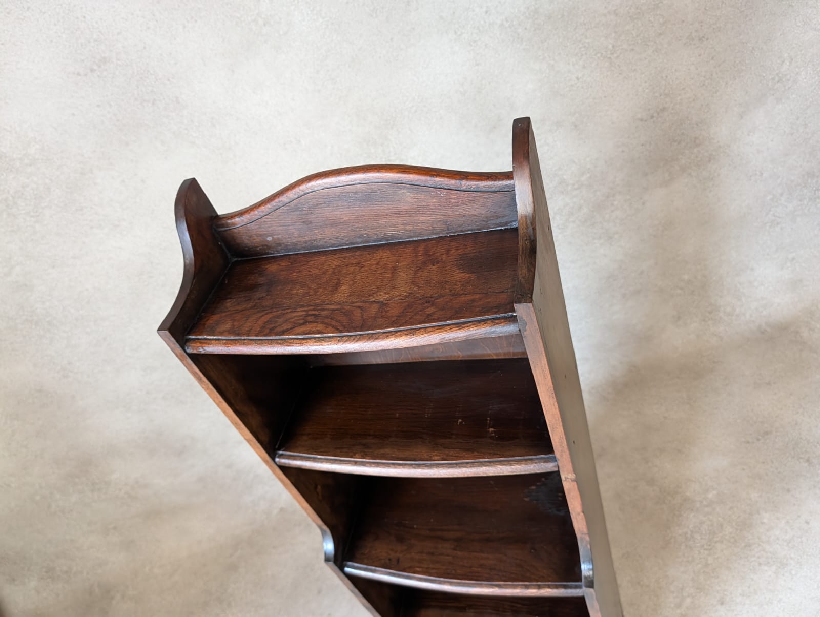 Antique Oak Slim Open Bookcase 1920s