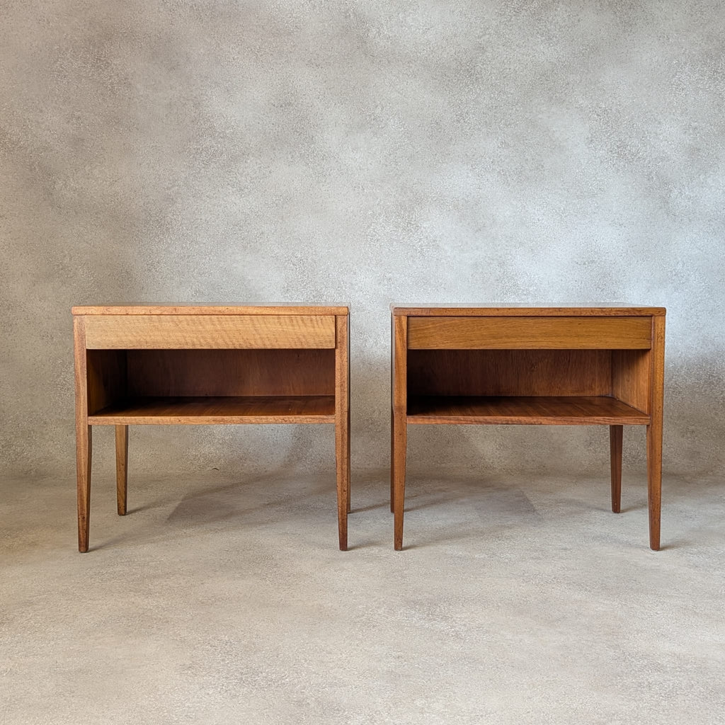 Pair Of Mid Century Alfred Cox Walnut Bedside Tables 1960s