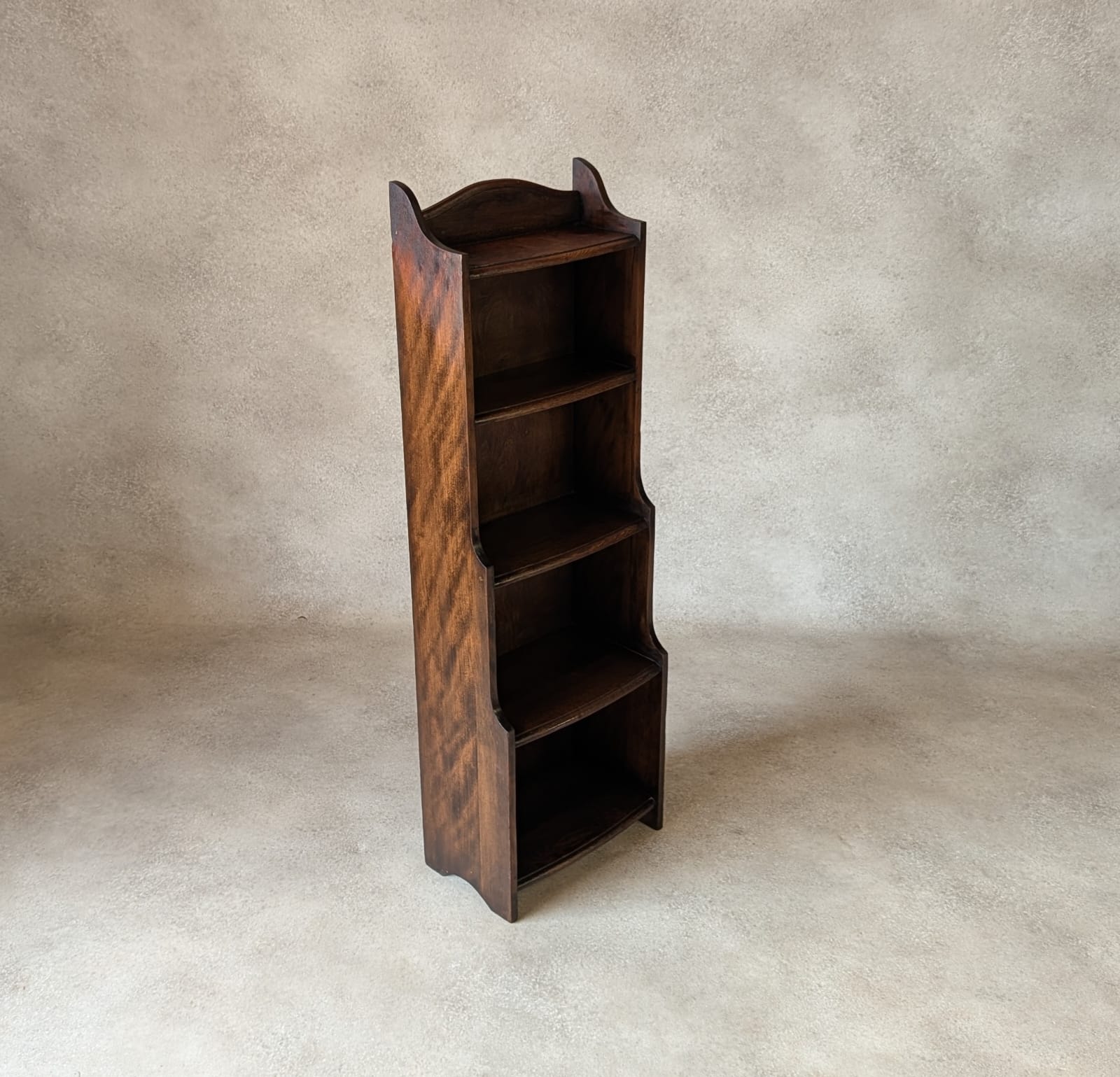 Antique Oak Slim Open Bookcase 1920s