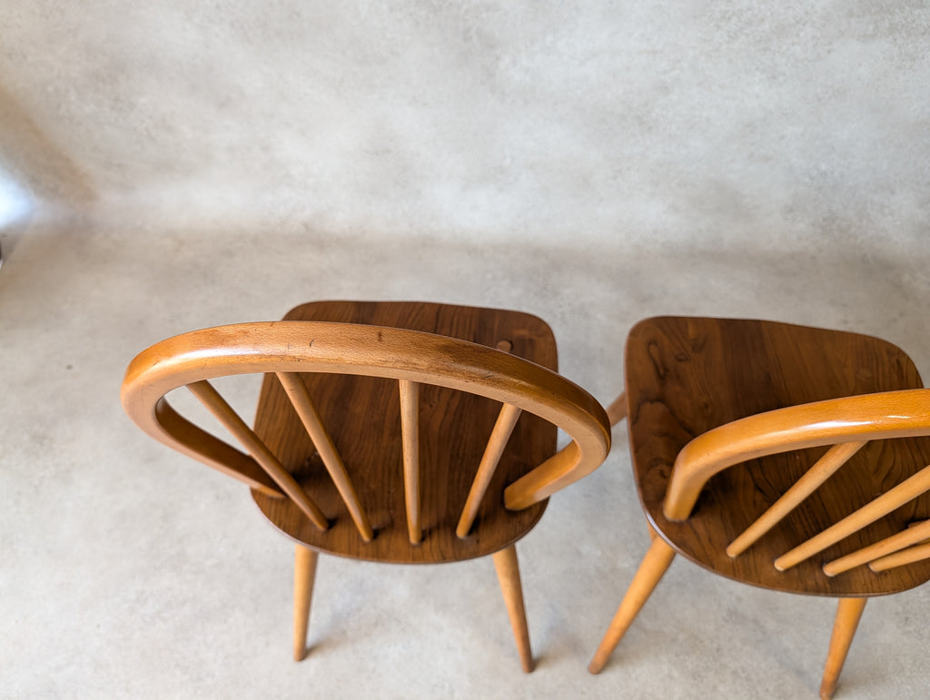 Set Of 4 Mid Century Ercol Hoop Back Dining Chairs -  Blue Label