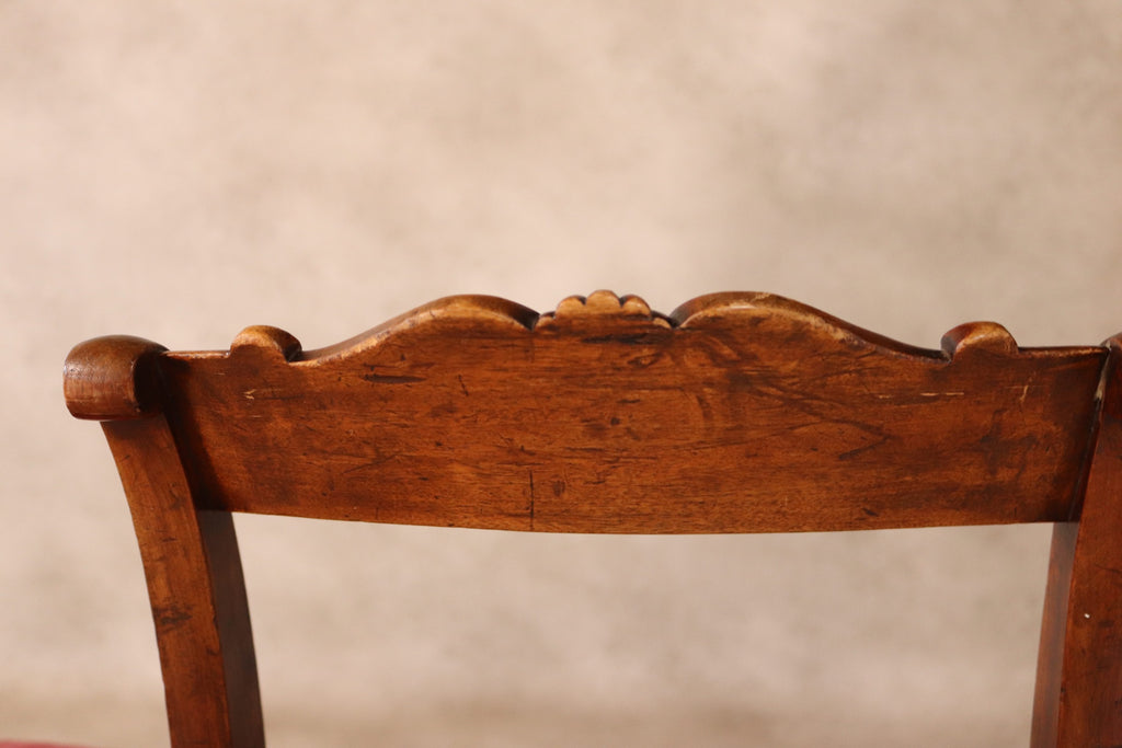 Set of 6 Late Victorian Antique Walnut Dining Chairs with Carved Crest Rails