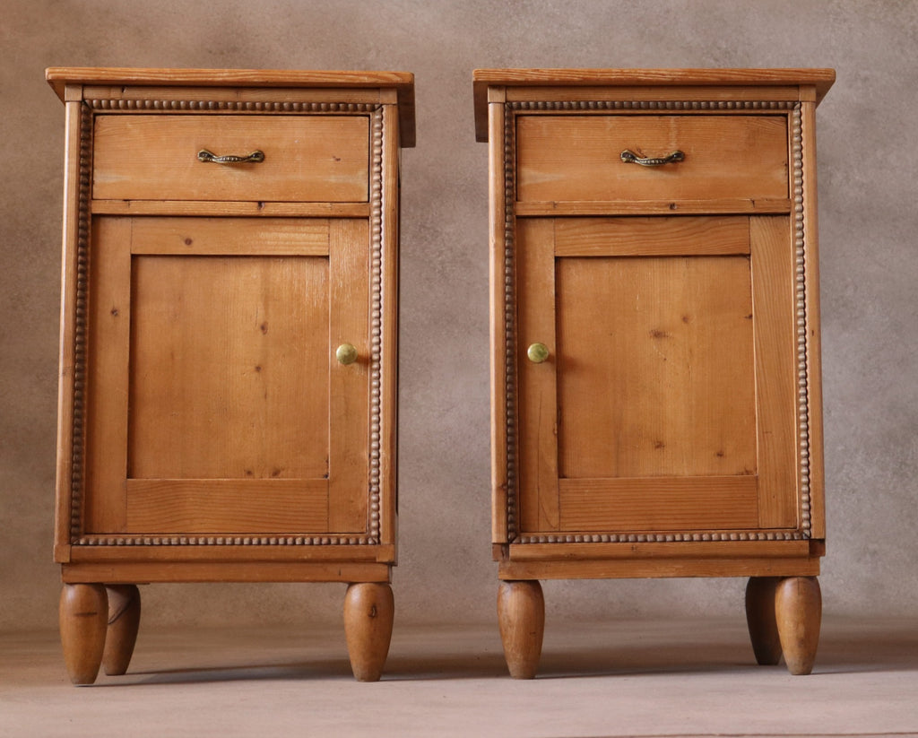 Pair of Vintage Country Pine Bedside Cabinets /Cupboards Farmhouse Nightstands