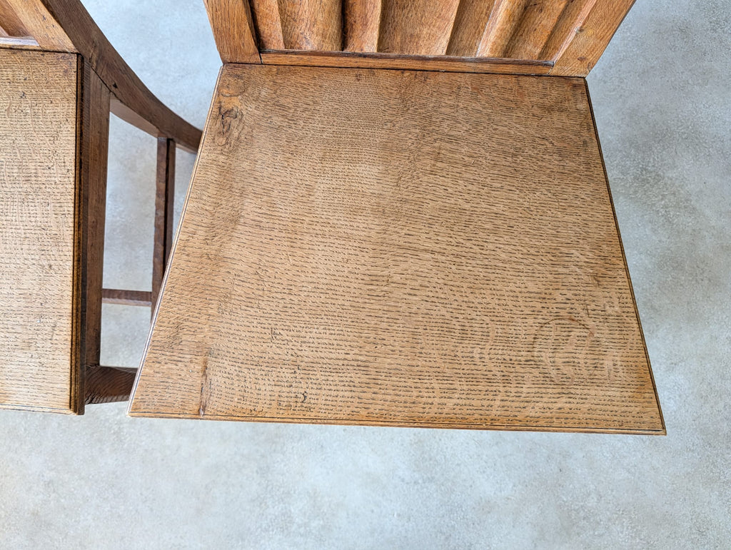 Set of 4 Antique Oak Dining Chairs | 1920s Arts & Crafts - Heal's Style