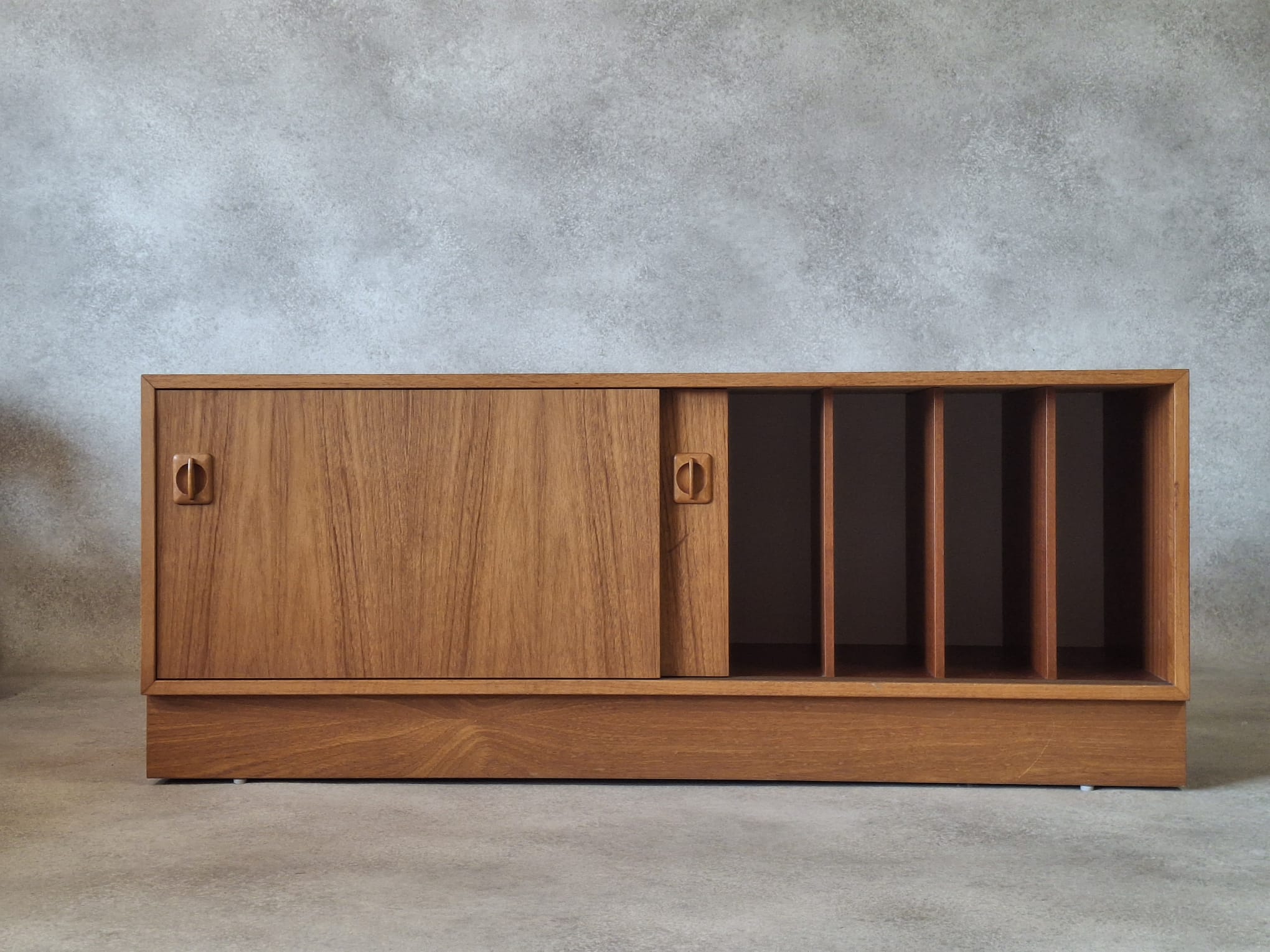 Mid Century Teak Vinyl Record Cabinet 1960s Low Sideboard