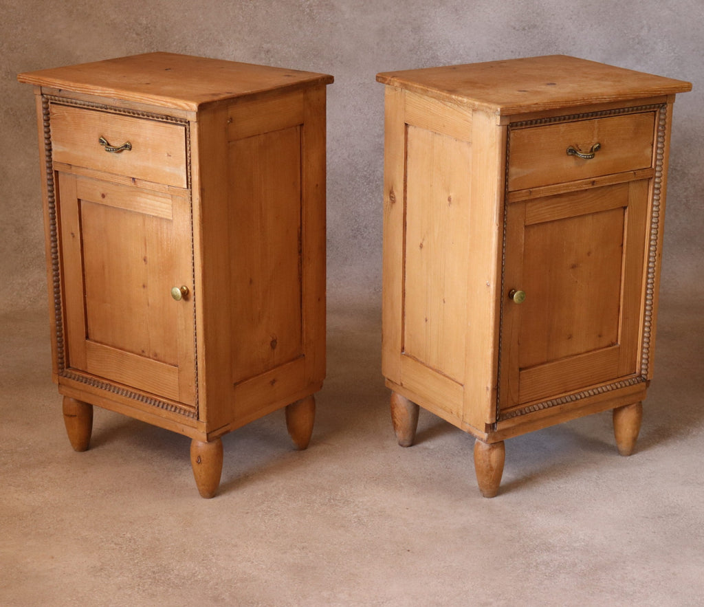 Pair of Vintage Country Pine Bedside Cabinets /Cupboards Farmhouse Nightstands