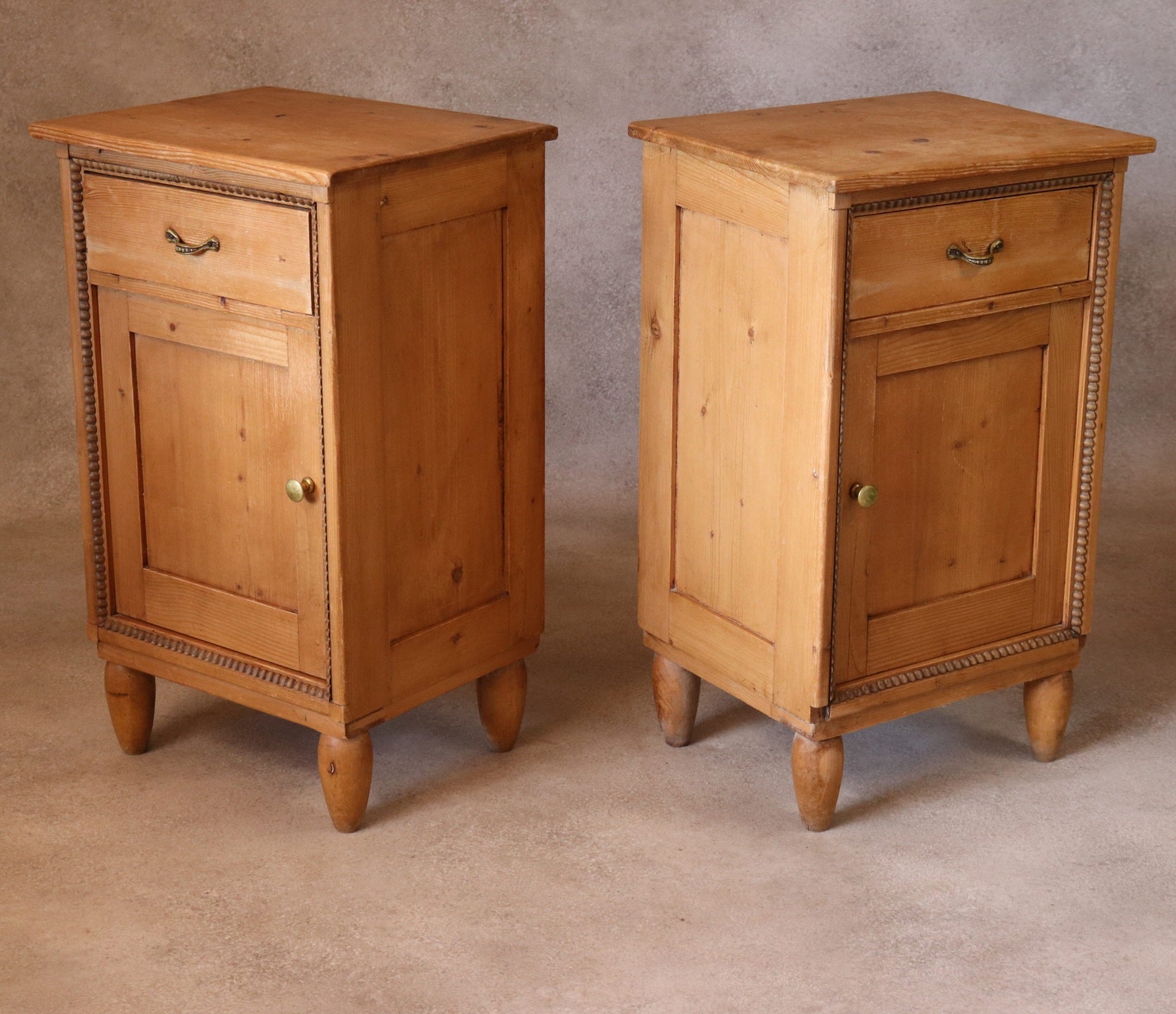 Pair of Vintage Country Pine Bedside Cabinets /Cupboards Farmhouse Nightstands