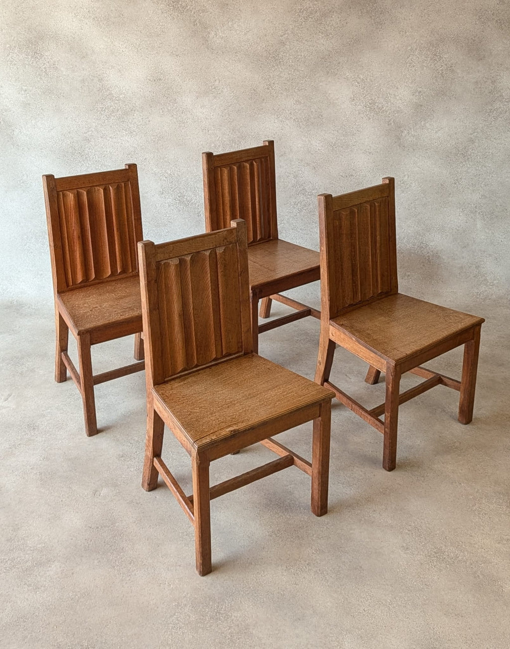Set of 4 Antique Oak Dining Chairs | 1920s Arts & Crafts - Heal's Style