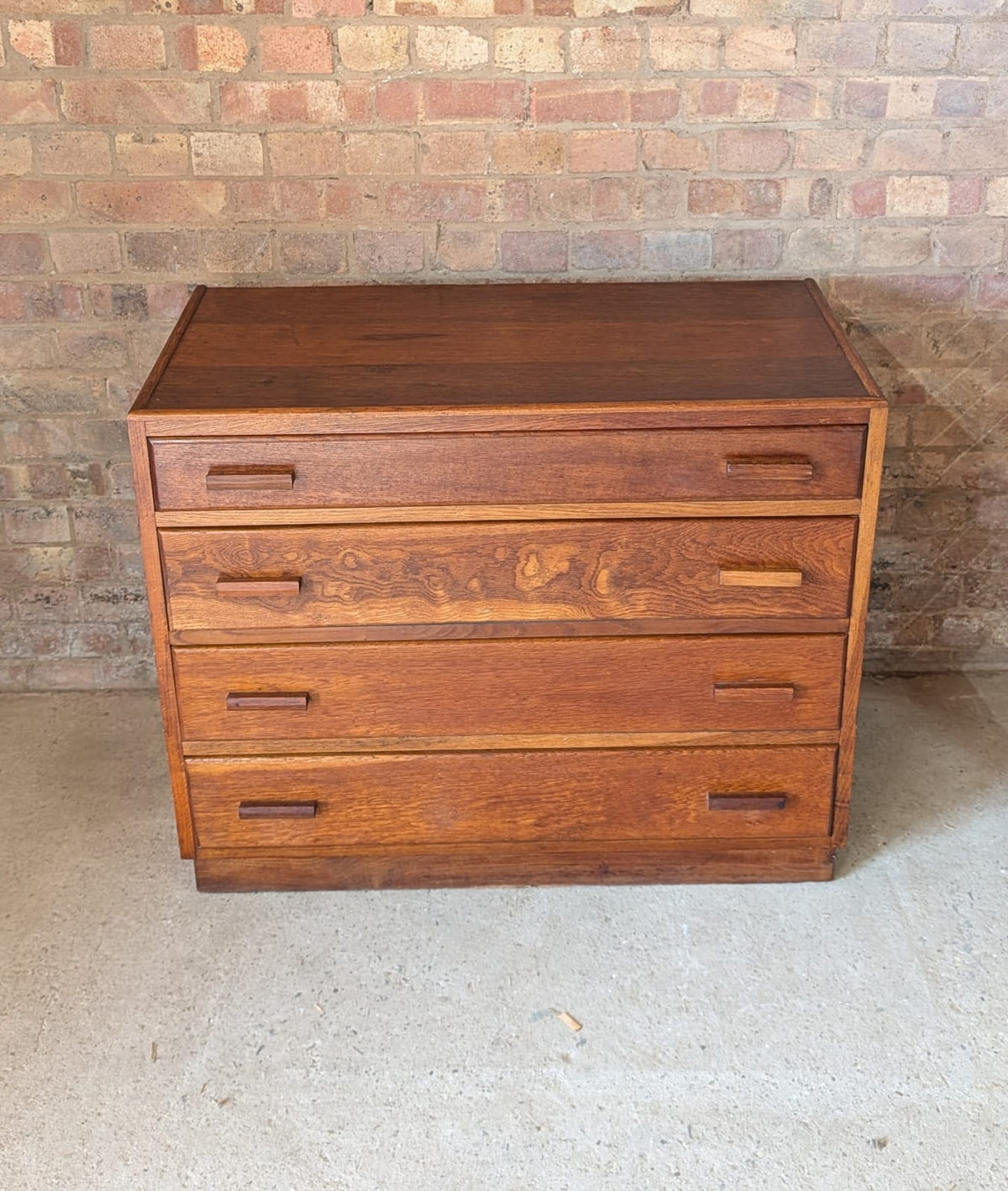 Mid Century Oak Utility Chest Of Drawers Vintage 3 Drawer Chest