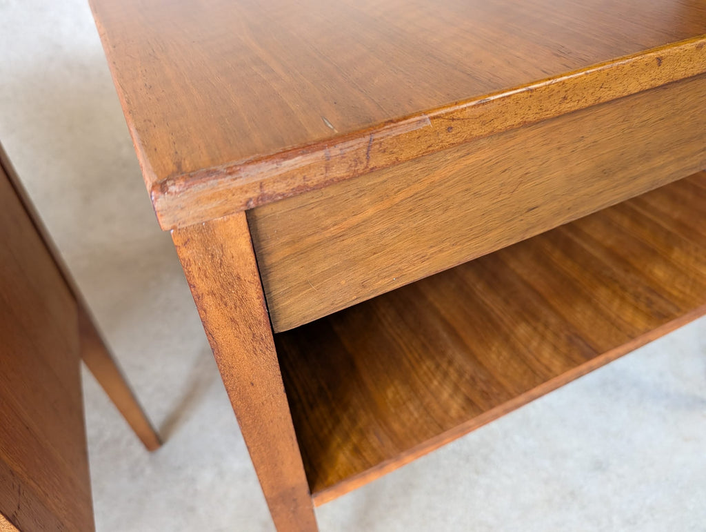 Pair Of Mid Century Alfred Cox Walnut Bedside Tables 1960s